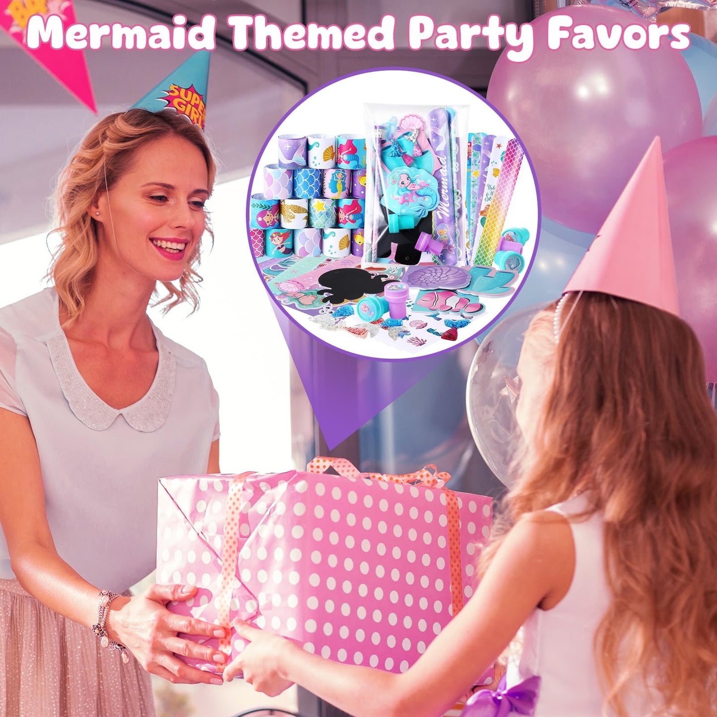 BenLouis Mermaid Party Favors Set – 120 Pcs Mermaid School Supplies for Kids