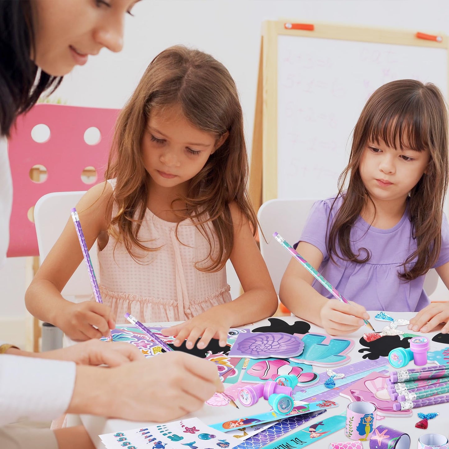 BenLouis Mermaid Party Favors Set – 120 Pcs Mermaid School Supplies for Kids