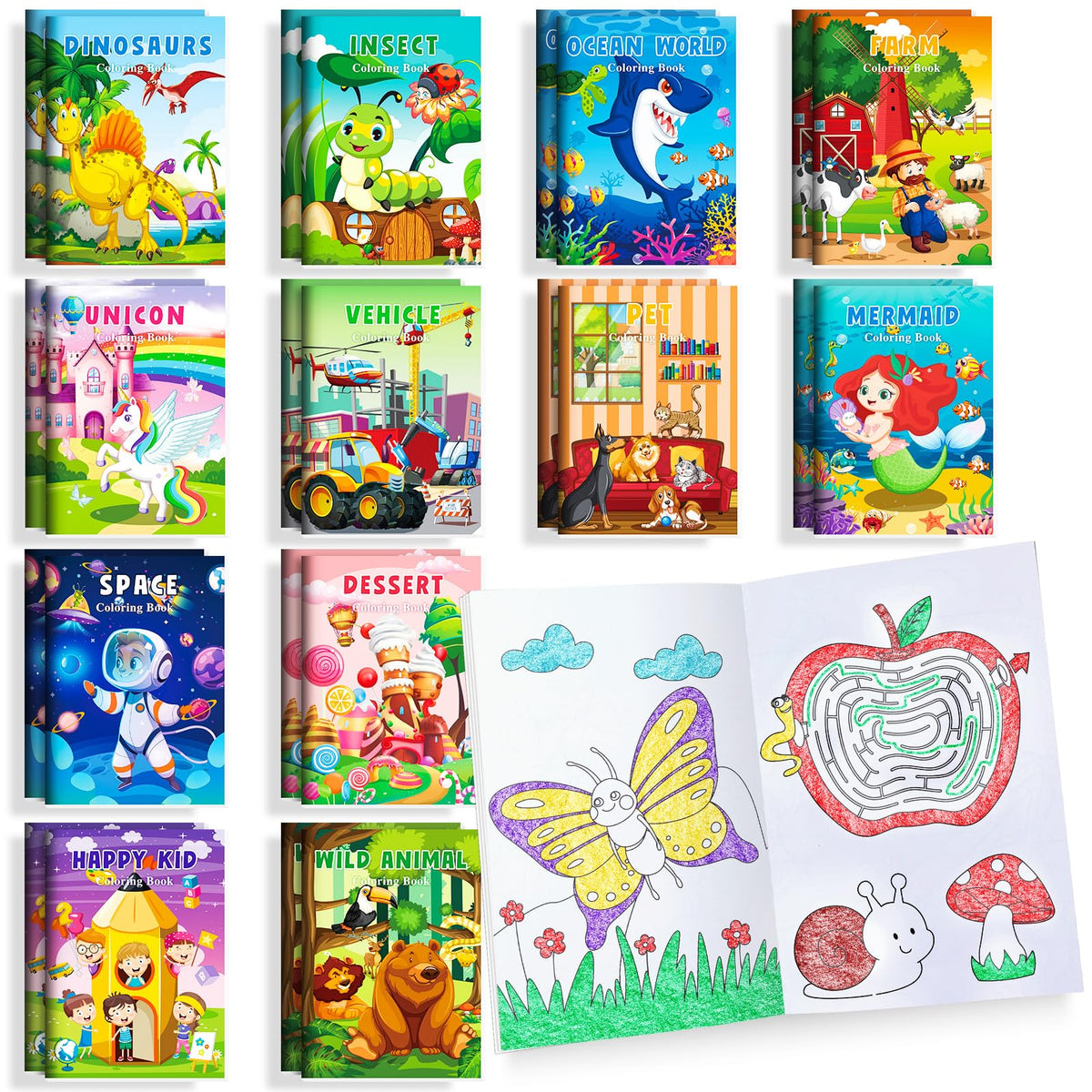 BenLouis Mini Coloring Books – Bulk Party Favors (24 pcs) for Kids Aged 4-12
