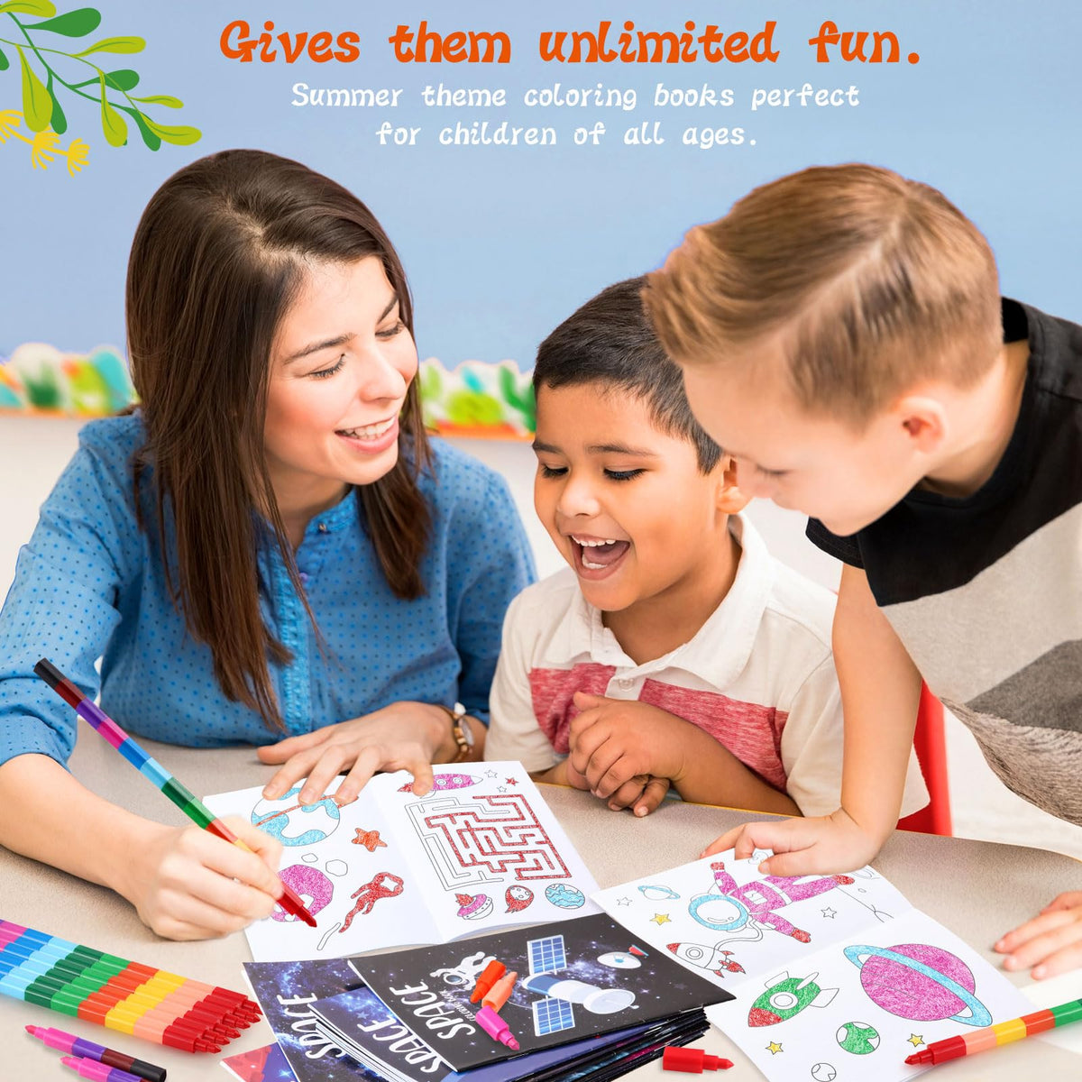 BenLouis 24 Pcs Outer Space Mini Coloring Books – Kids Astronaut Party Favors & Travel Activities