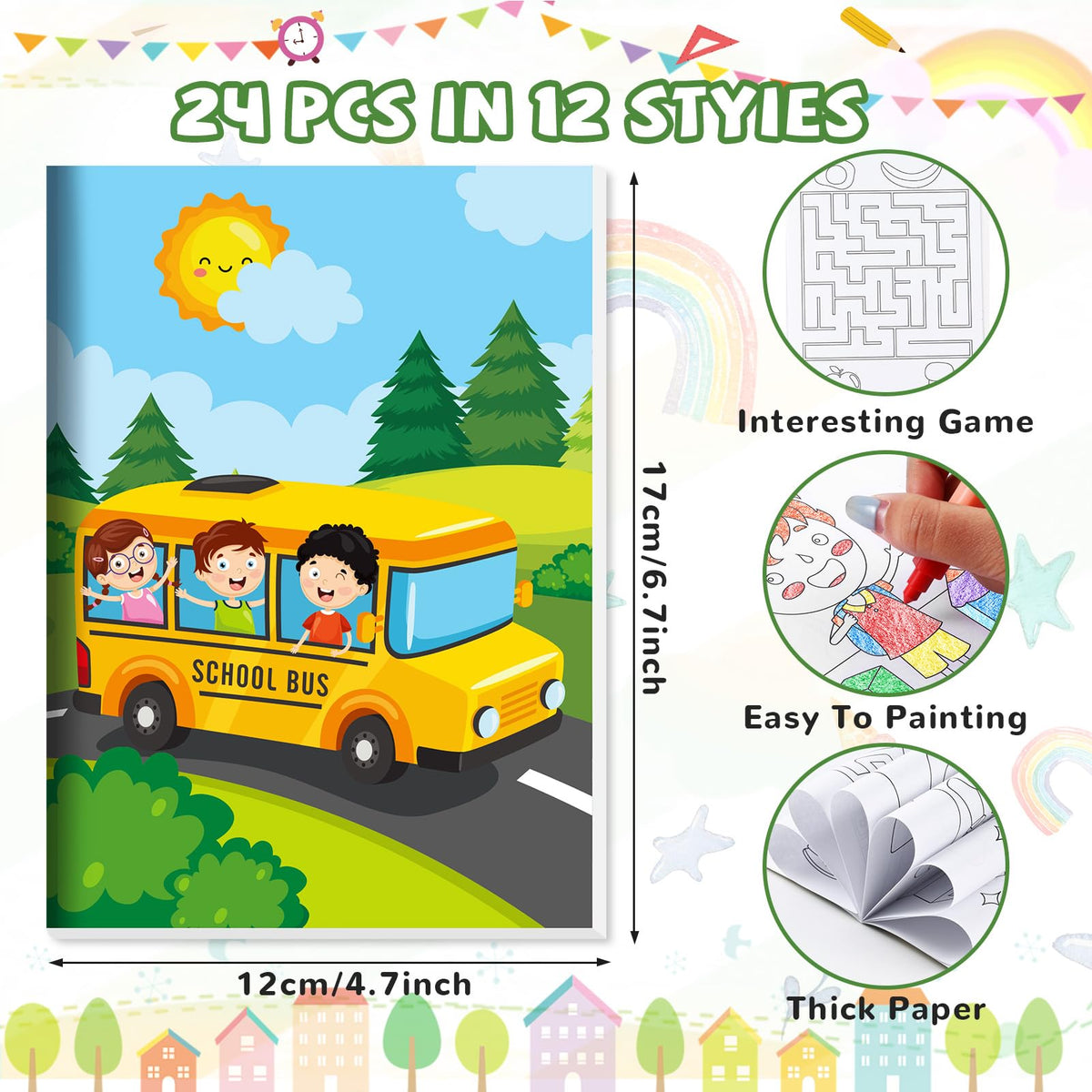 BenLouis 24 Pcs Preschool Coloring Books Bulk Mini Activity Books for Party Favors, Classroom, and Travel