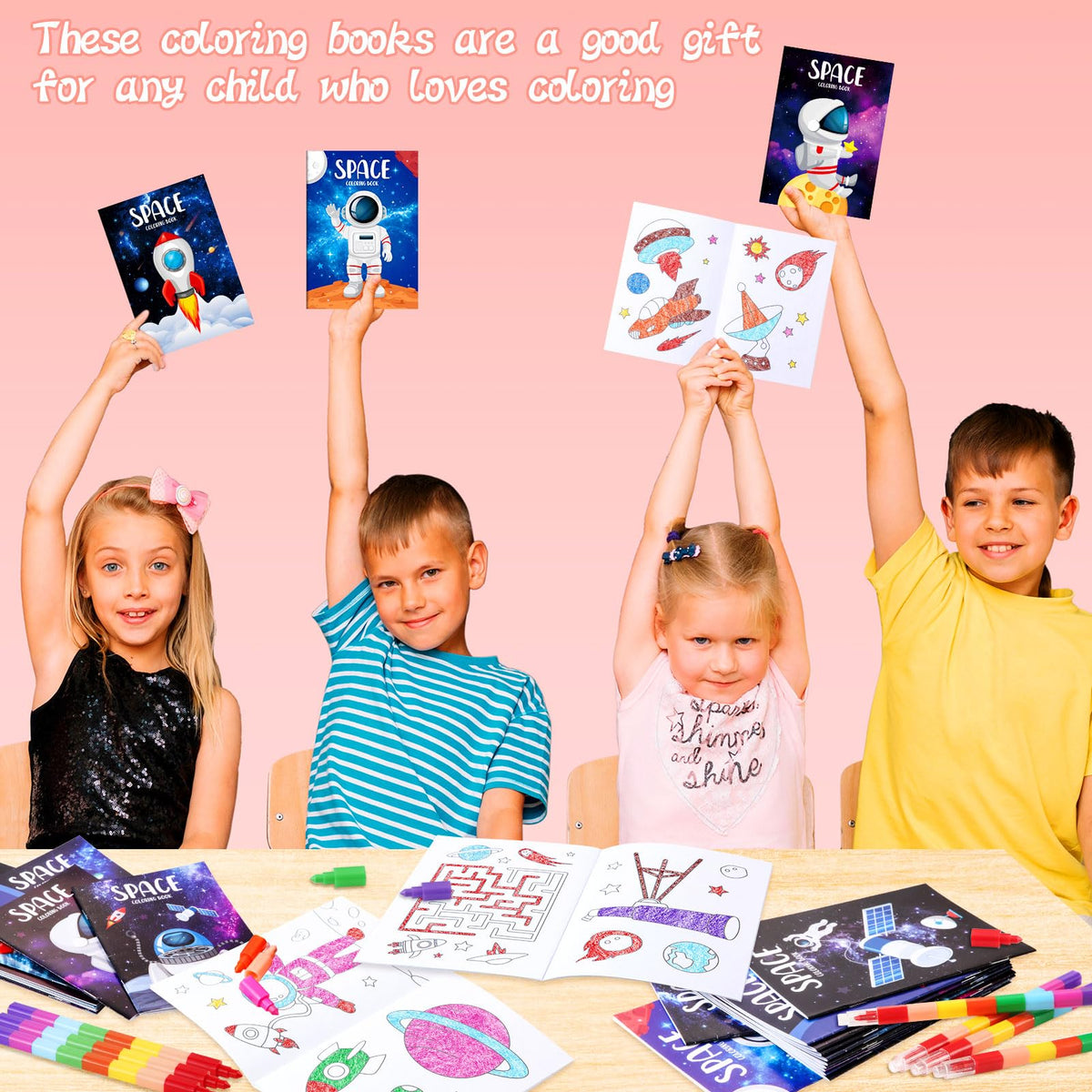 BenLouis 24 Pcs Outer Space Mini Coloring Books – Kids Astronaut Party Favors & Travel Activities
