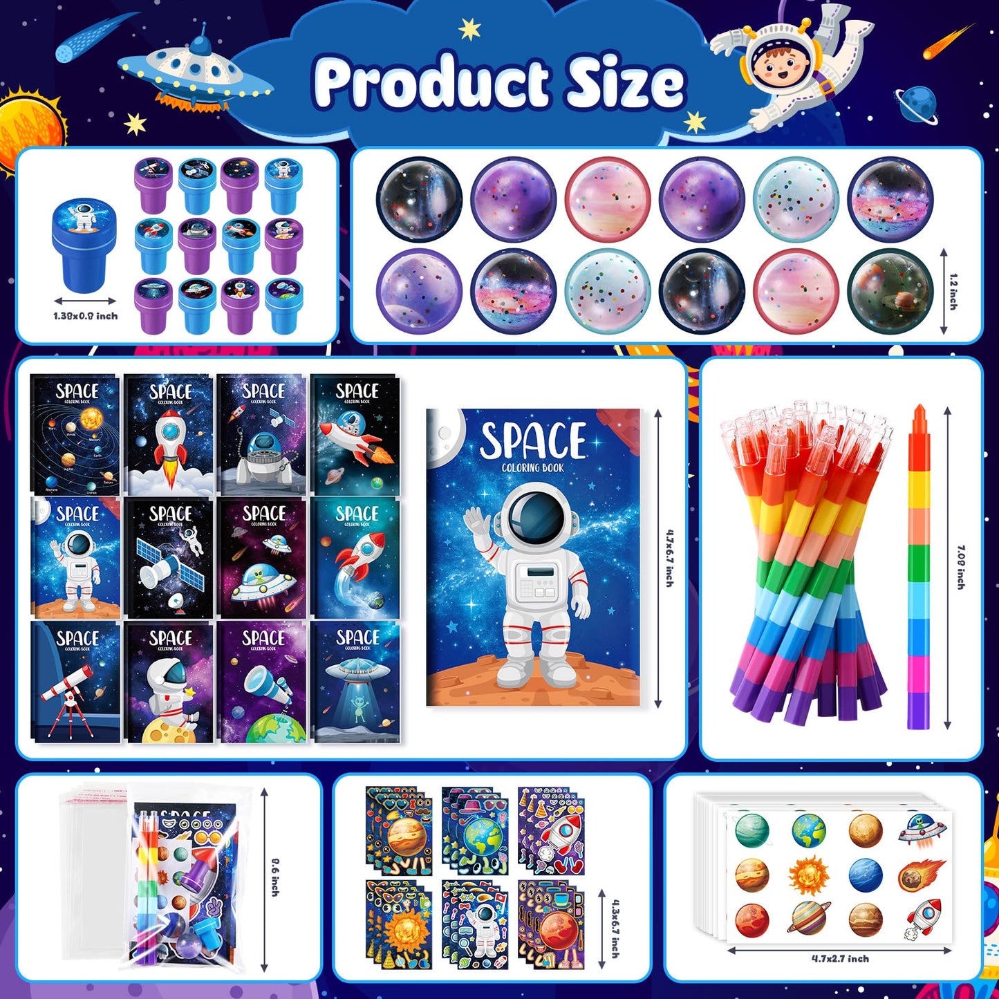 BenLouis 84-Pcs Outer Space Themed Party Favors Set – Coloring Books, Crayons, Stickers & More