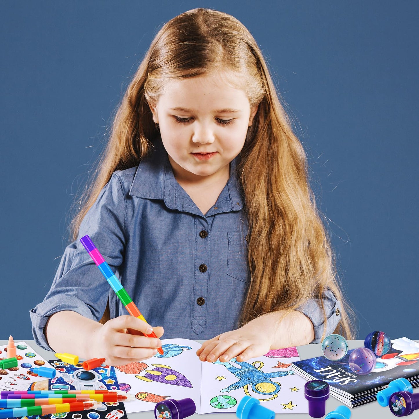 BenLouis 84-Pcs Outer Space Themed Party Favors Set – Coloring Books, Crayons, Stickers & More