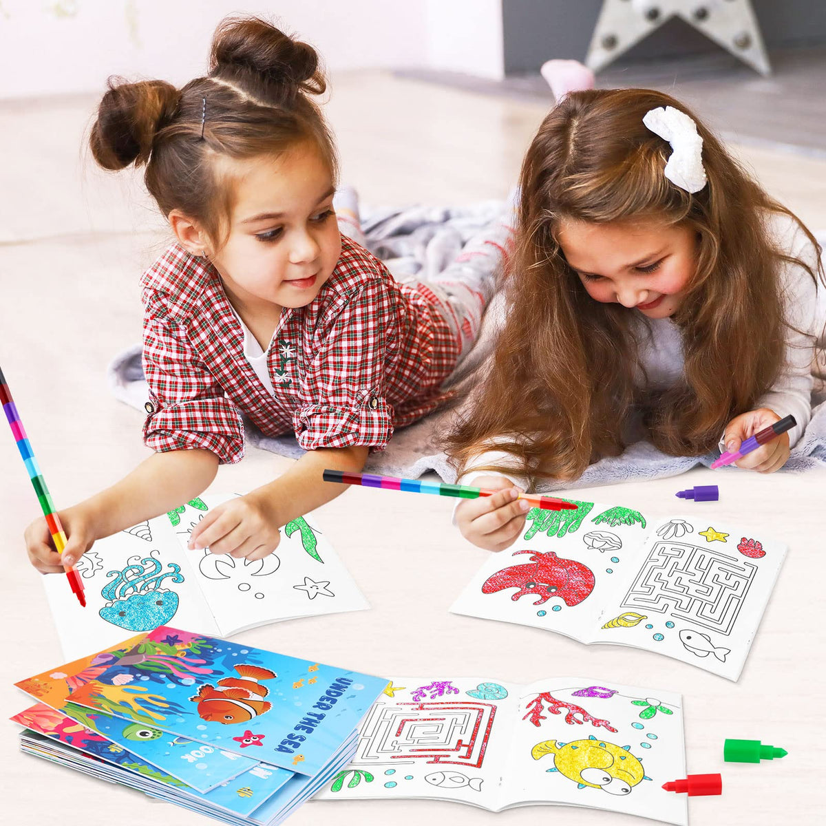 BenLouis 24 Pcs Under the Sea Mini Coloring Books for Ocean Animals Party Favors