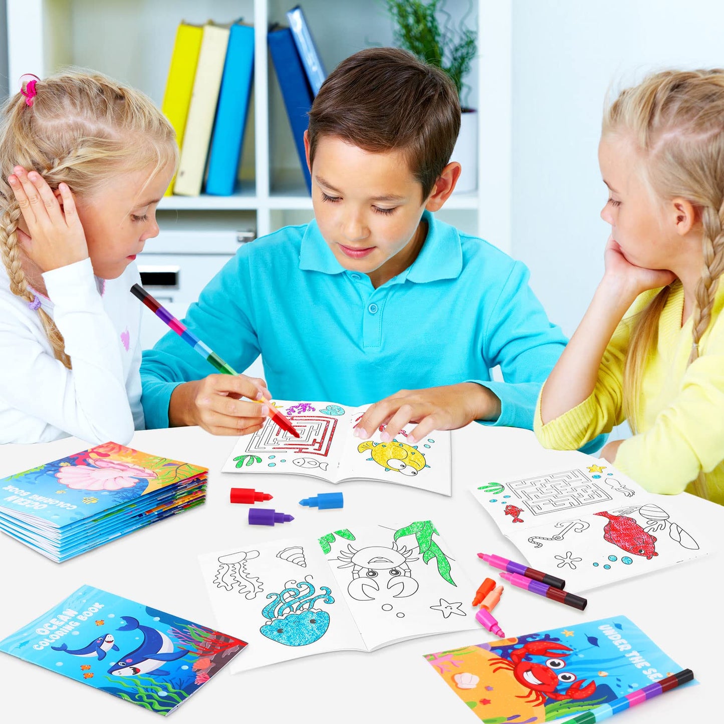 BenLouis 24 Pcs Under the Sea Mini Coloring Books for Ocean Animals Party Favors