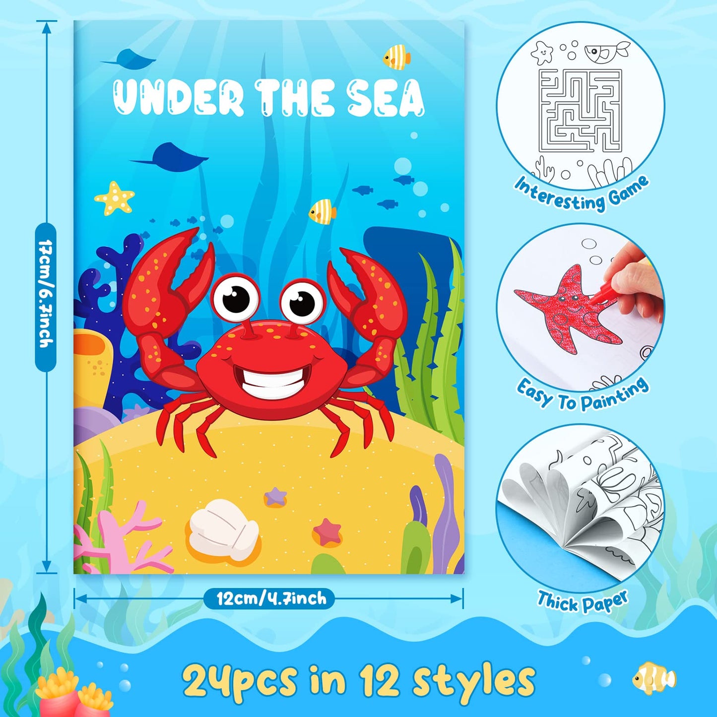 BenLouis 24 Pcs Under the Sea Mini Coloring Books for Ocean Animals Party Favors