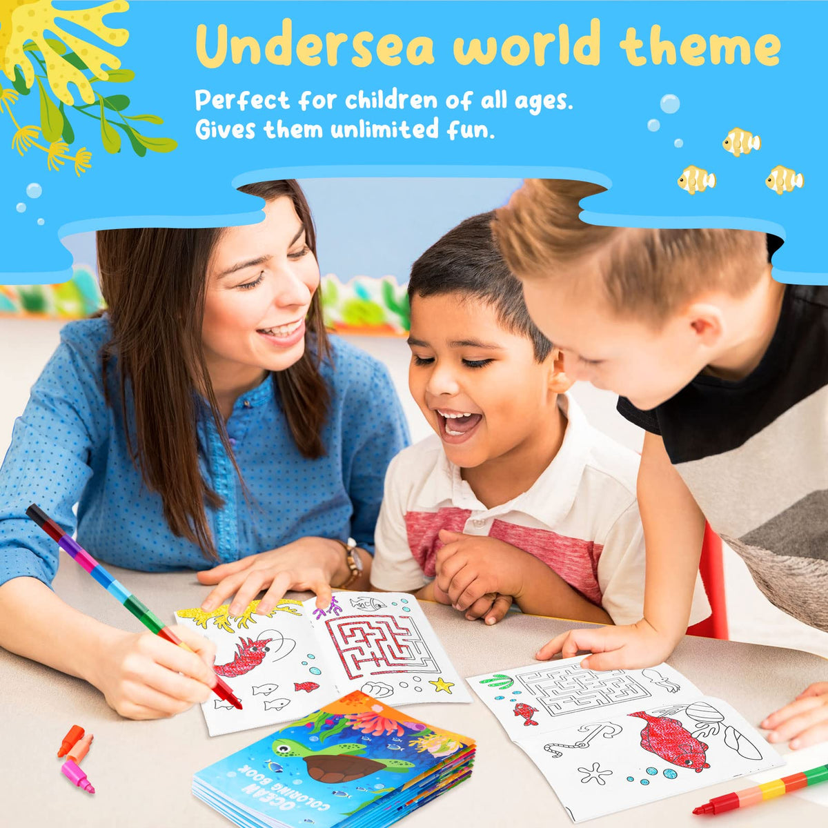 BenLouis 24 Pcs Under the Sea Mini Coloring Books for Ocean Animals Party Favors