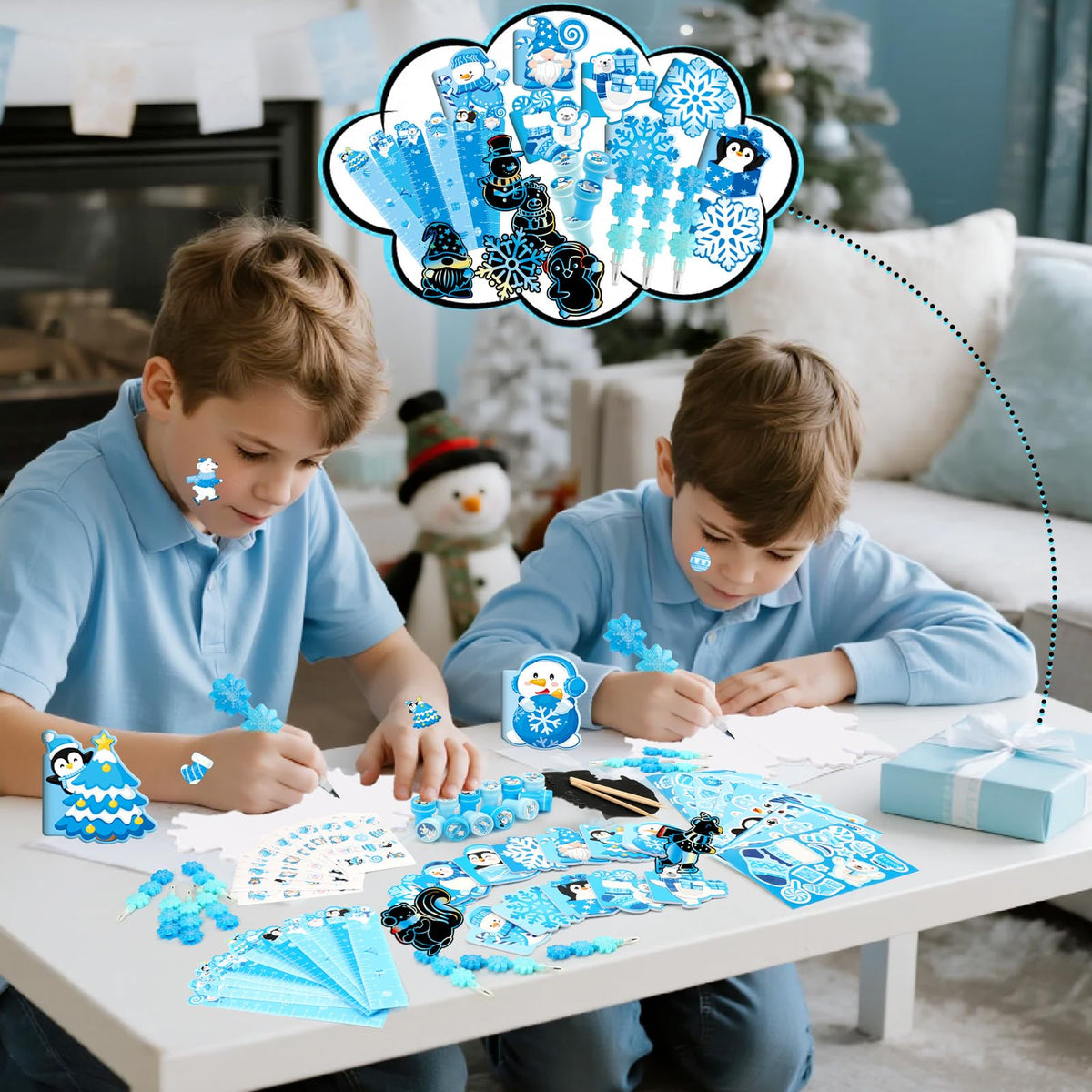 BenLouis Winter School Stationery Favors — Snowflake Classroom Gifts Bulk (12-Set Snowflake)