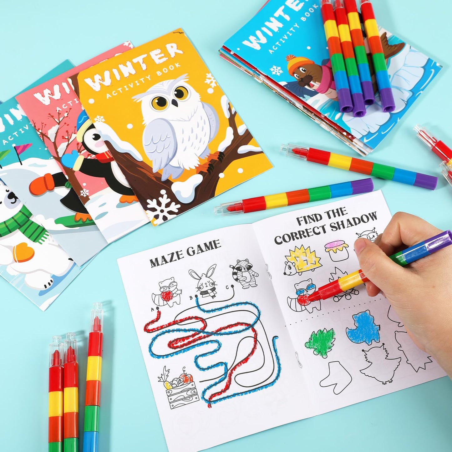 BenLouis 24 Pack Winter Mini Activity Books for Kids 4-8 – Party Favors & Travel Activities