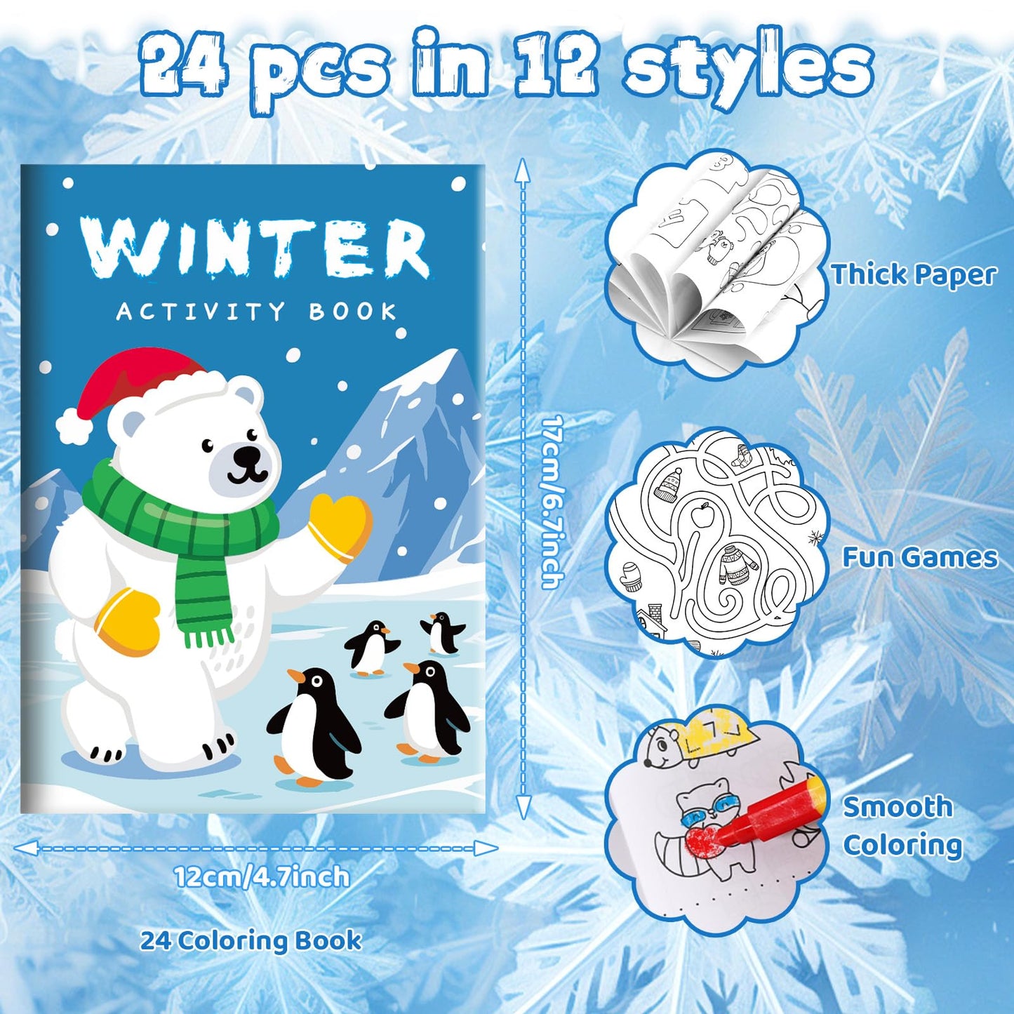 BenLouis 24 Pack Winter Mini Activity Books for Kids 4-8 – Party Favors & Travel Activities