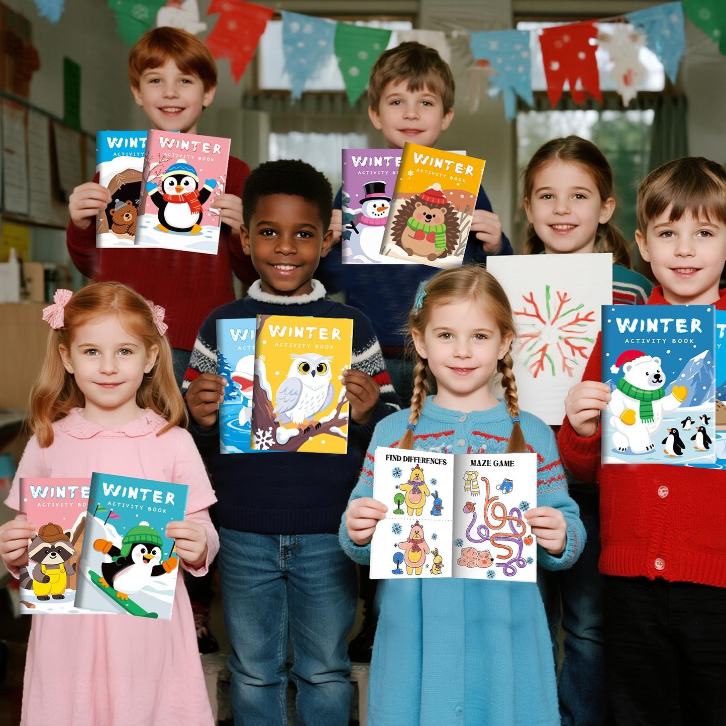 BenLouis 24 Pack Winter Mini Activity Books for Kids 4-8 – Party Favors & Travel Activities