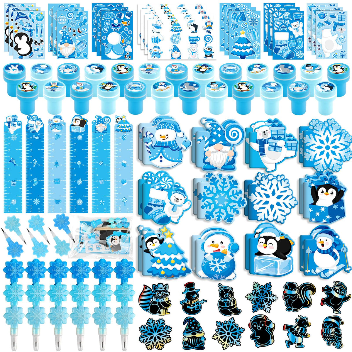 BenLouis Winter School Stationery Favors — Snowflake Classroom Gifts Bulk (12-Set Snowflake)