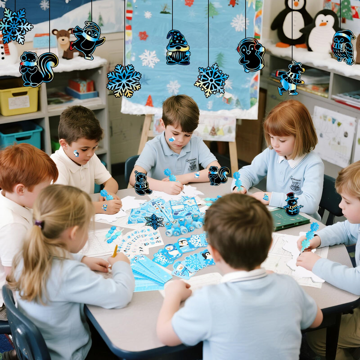 BenLouis Winter School Stationery Favors — Snowflake Classroom Gifts Bulk (12-Set Snowflake)