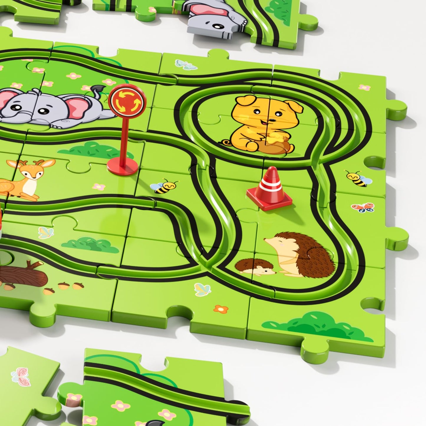 Bennol 39-Piece Puzzle Race Track Car Set | Toys for Kids Aged 3-6