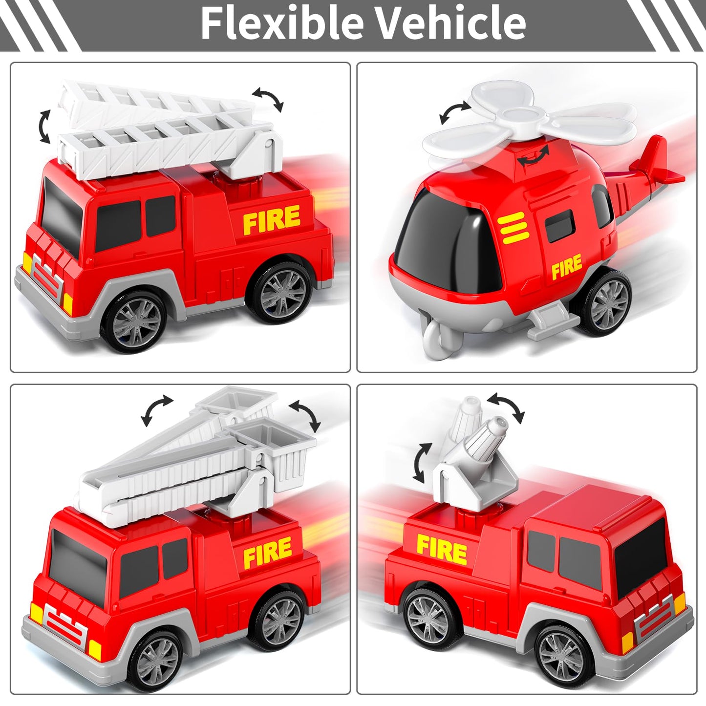 Bennol 5-in-1 Fire Trucks Toy Set for Toddlers 1-6 – Light & Sound, Safe ABS