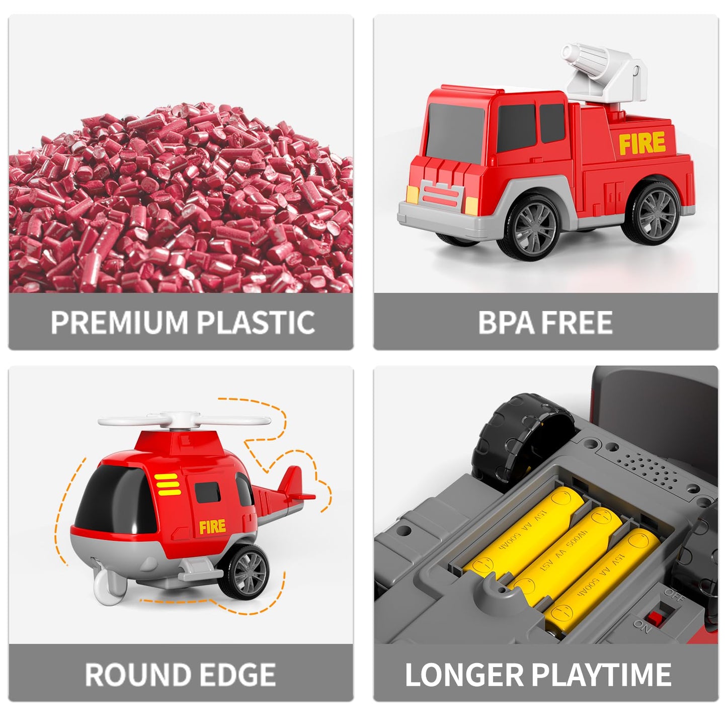 Bennol 5-in-1 Fire Trucks Toy Set for Toddlers 1-6 – Light & Sound, Safe ABS