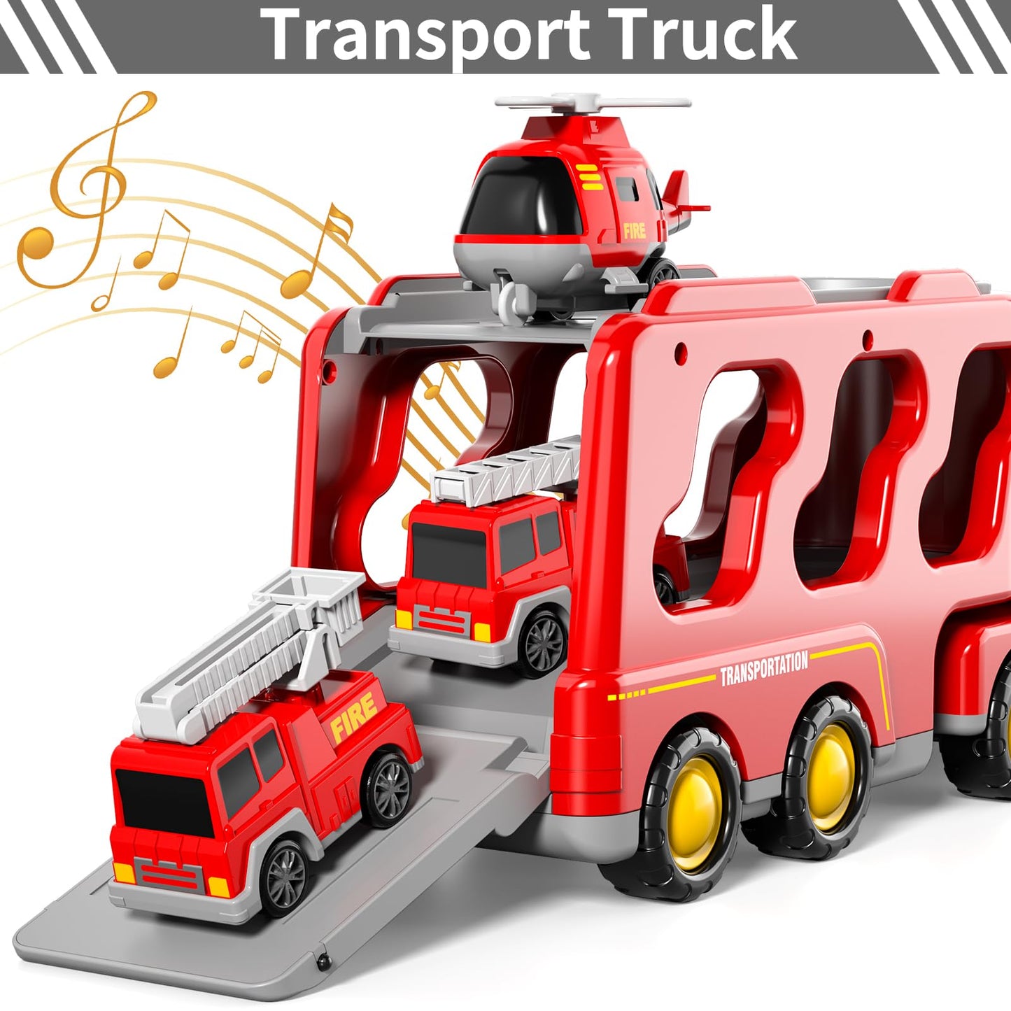 Bennol 5-in-1 Fire Trucks Toy Set for Toddlers 1-6 – Light & Sound, Safe ABS