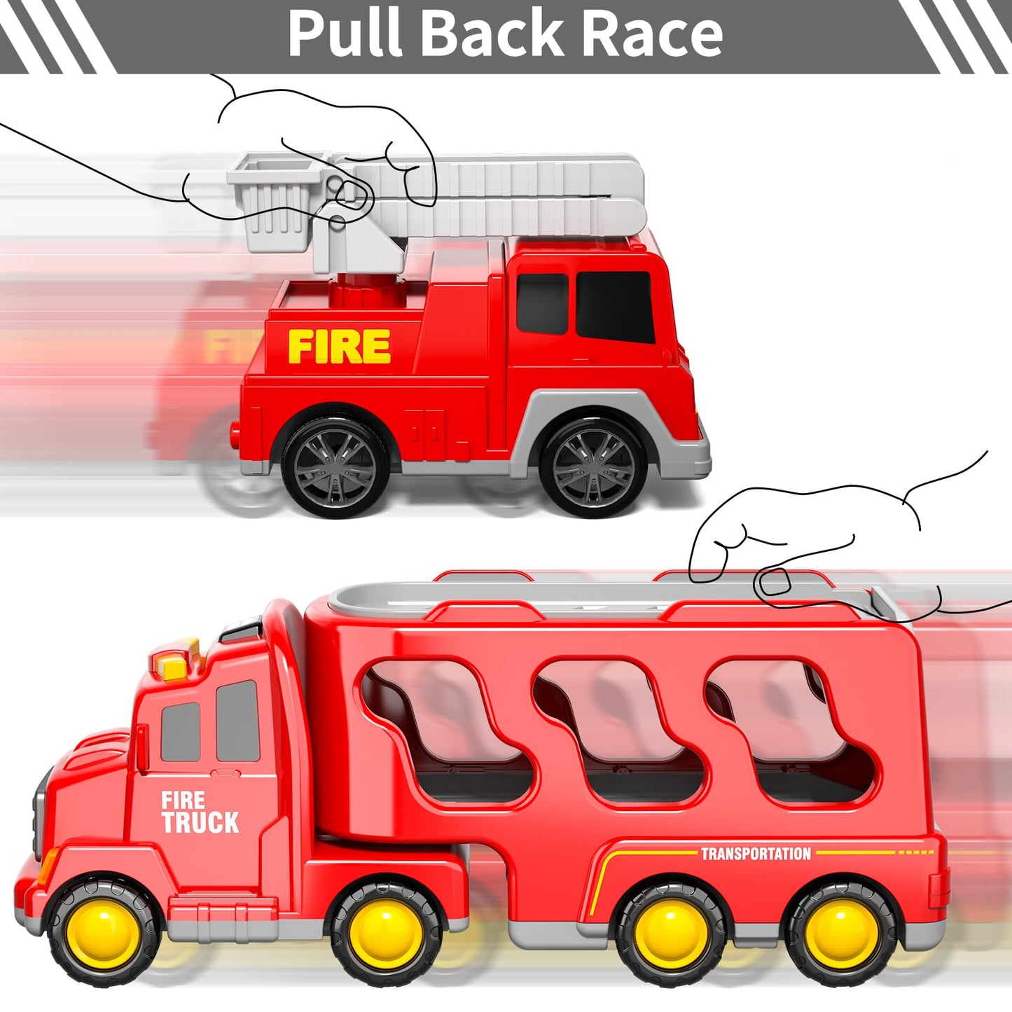 Bennol 5-in-1 Fire Trucks Toy Set for Toddlers 1-6 – Light & Sound, Safe ABS