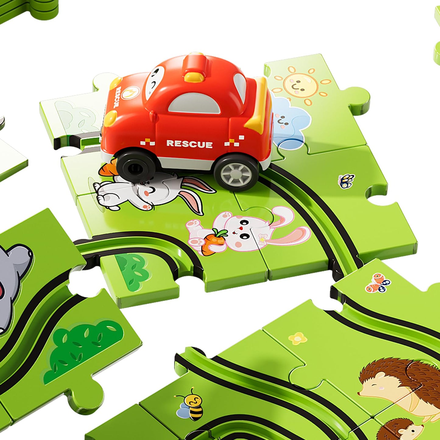 Bennol 39-Piece Puzzle Race Track Car Set | Toys for Kids Aged 3-6