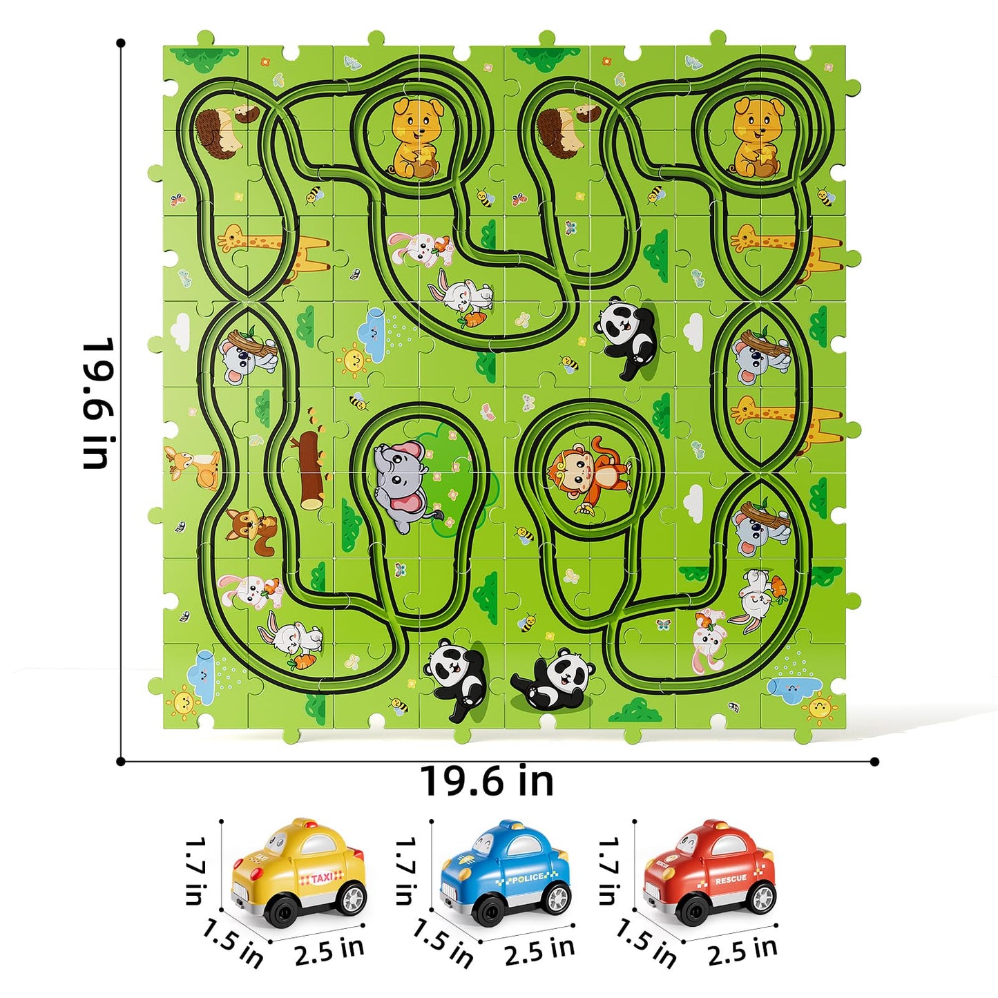 Bennol 73-Piece Jigsaw Puzzle Race Track Car Set for Kids 2-6 | Toddler Toy Gift