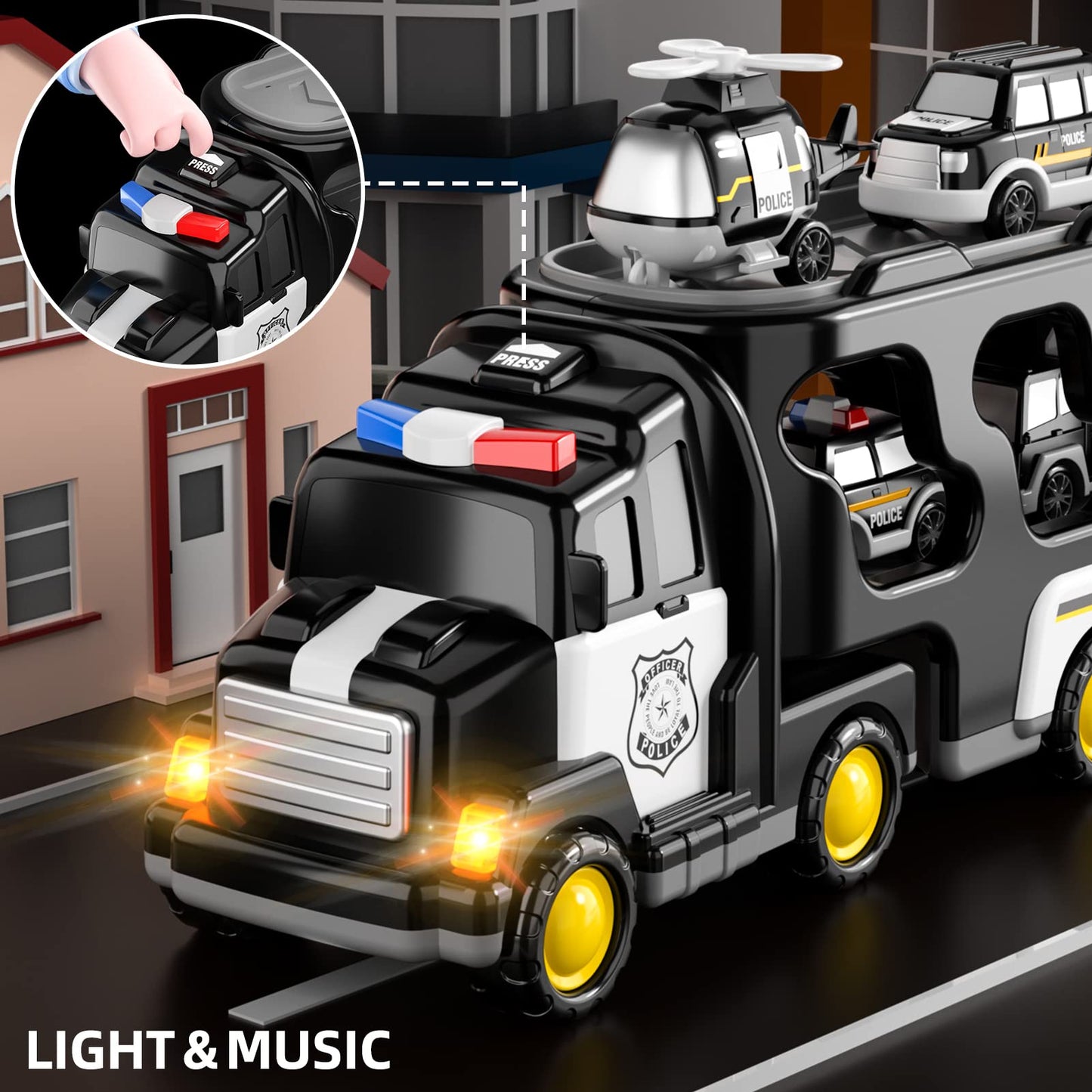 Bennol 5-in-1 Police Truck Set for Toddlers | Rescue Vehicles for Ages 1–5