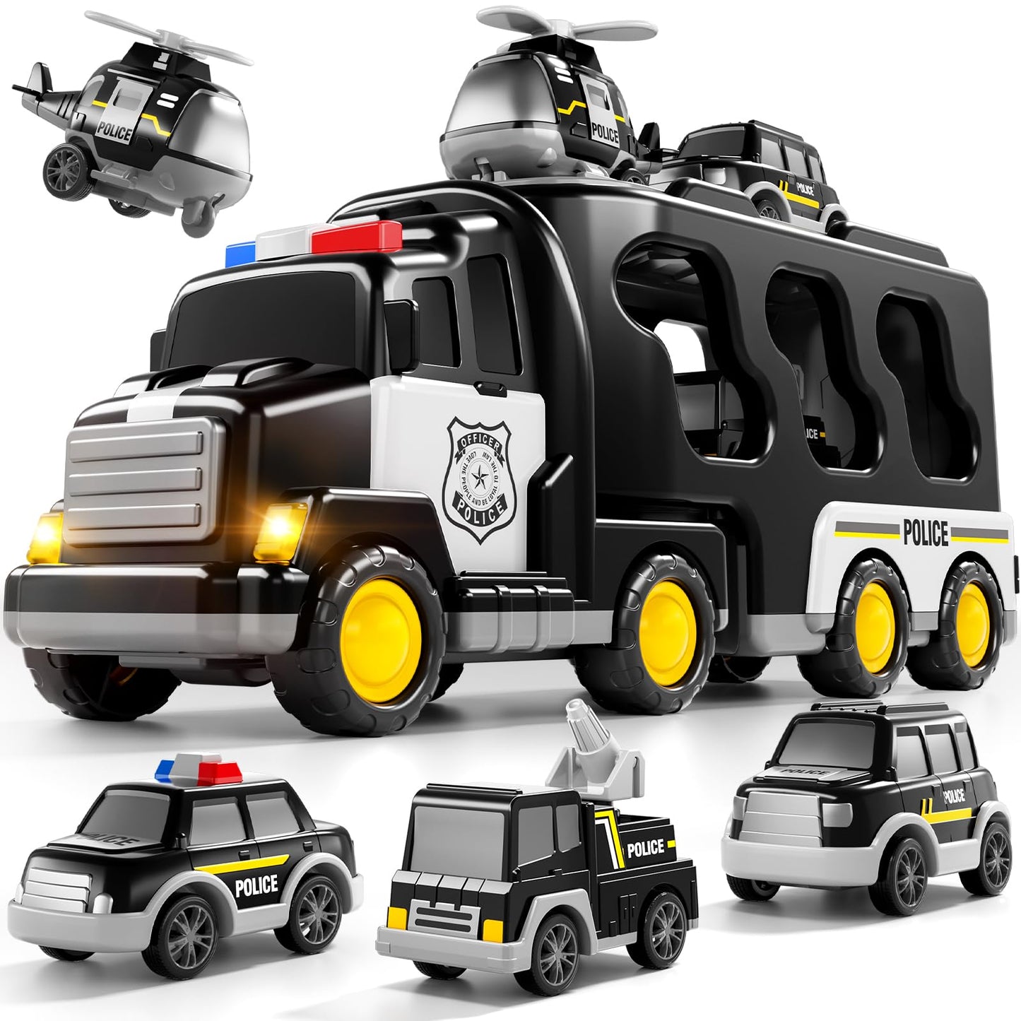 Bennol 5-in-1 Police Truck Set for Toddlers | Rescue Vehicles for Ages 1–5