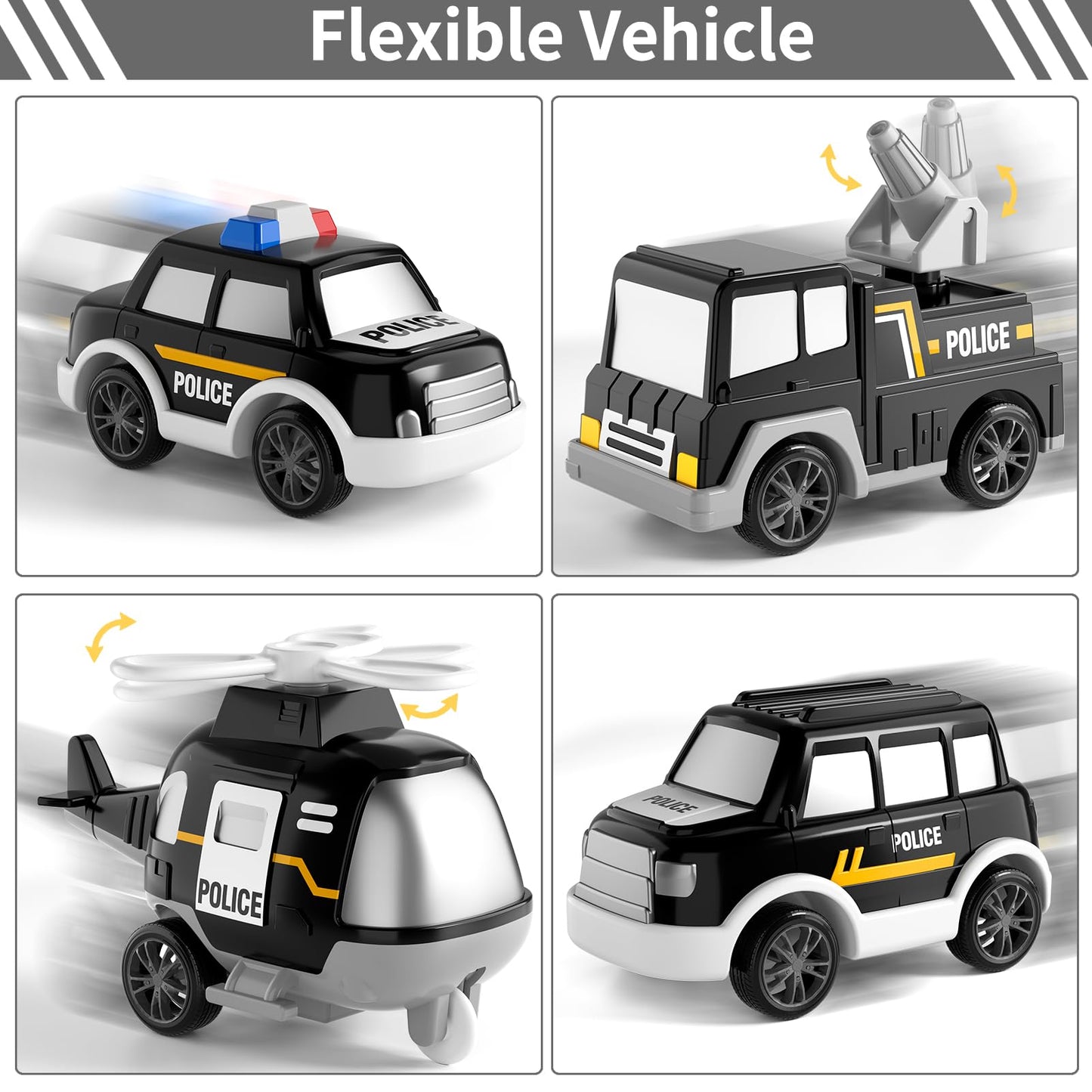 Bennol 5-in-1 Police Truck Set for Toddlers | Rescue Vehicles for Ages 1–5