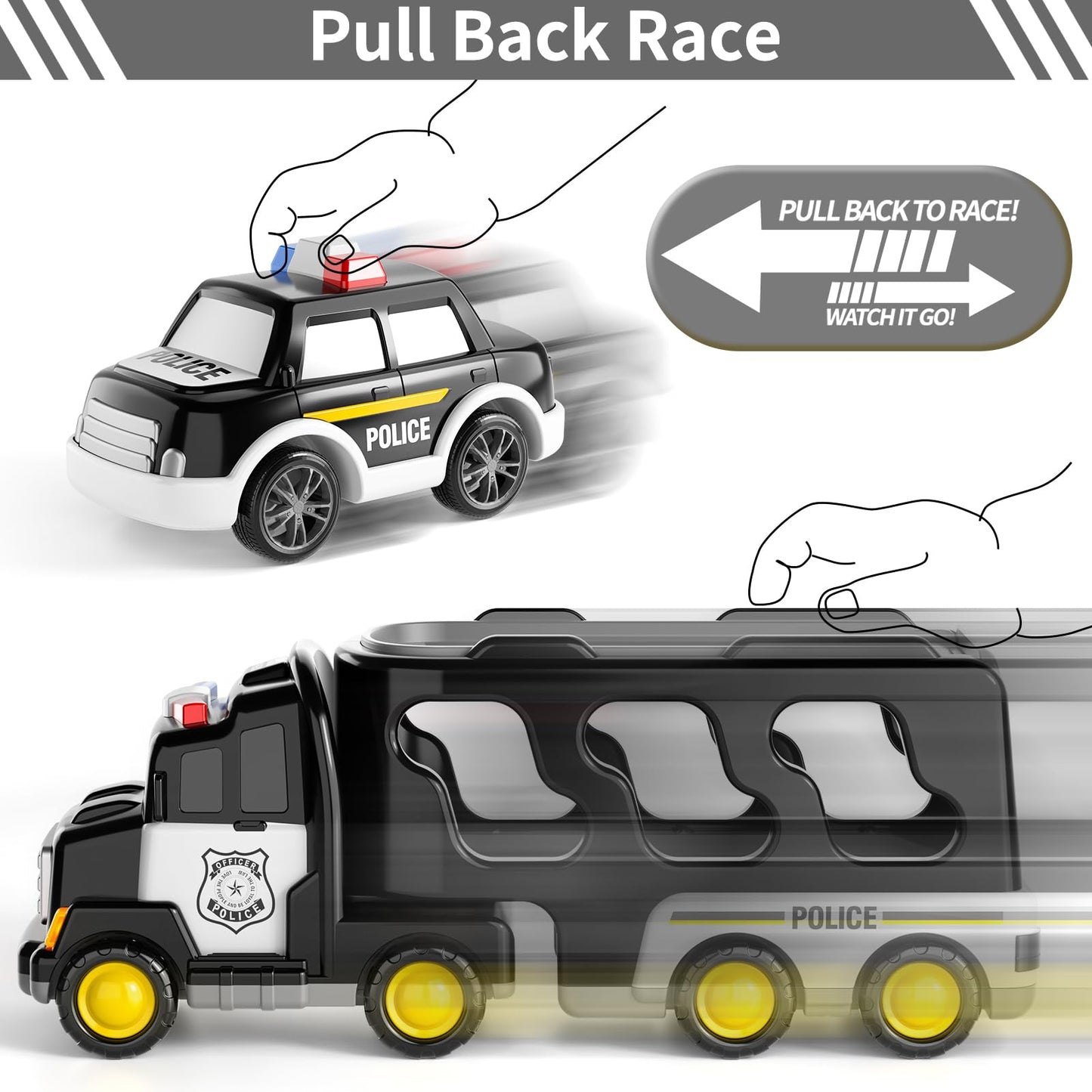 Bennol 5-in-1 Police Truck Set for Toddlers | Rescue Vehicles for Ages 1–5