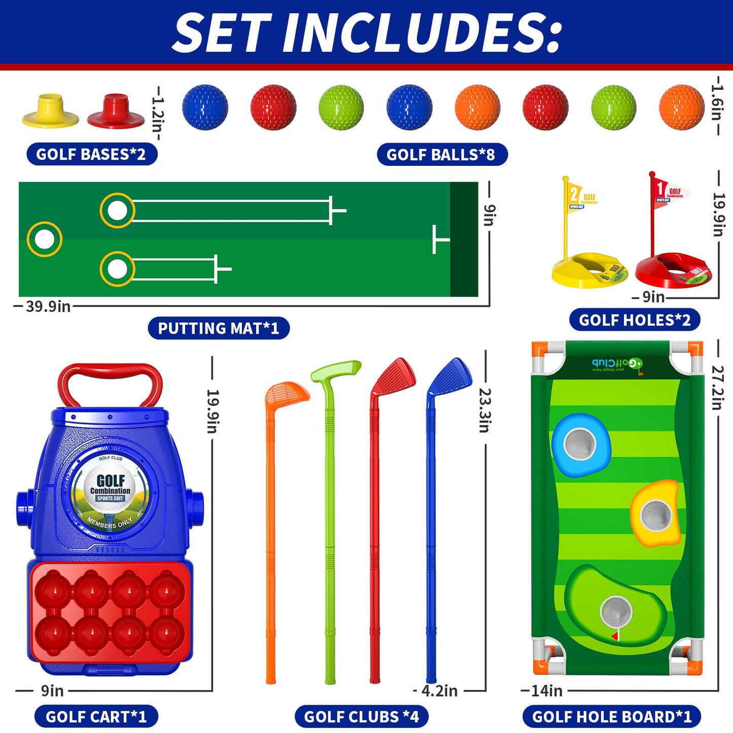 Bennol Upgraded Kids Toddler Golf Set – Indoor & Outdoor Golf Toys for 3–7 Year Olds