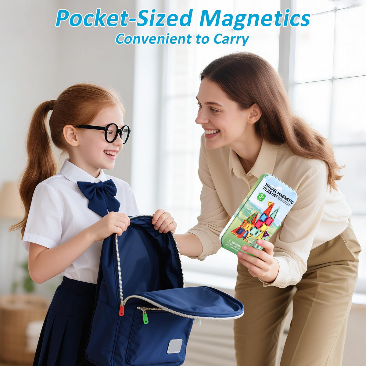 BENOKER Mini Magnetic Tiles Travel Set – Portable STEM Building Toys (32 PCS)