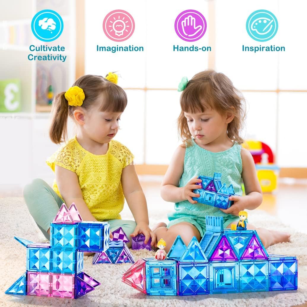 BENOKER Castle Magnetic Tiles – 102-Piece STEM Building Set for Kids
