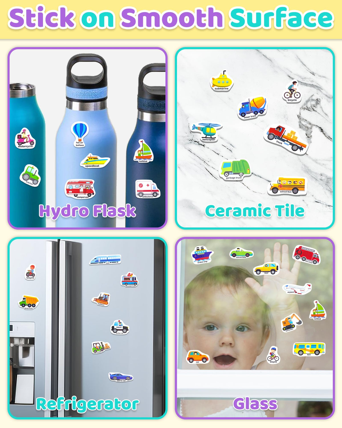 Benresive Reusable Vehicle Sticker Book for Toddlers – Travel Fun & Screen-Free Learning
