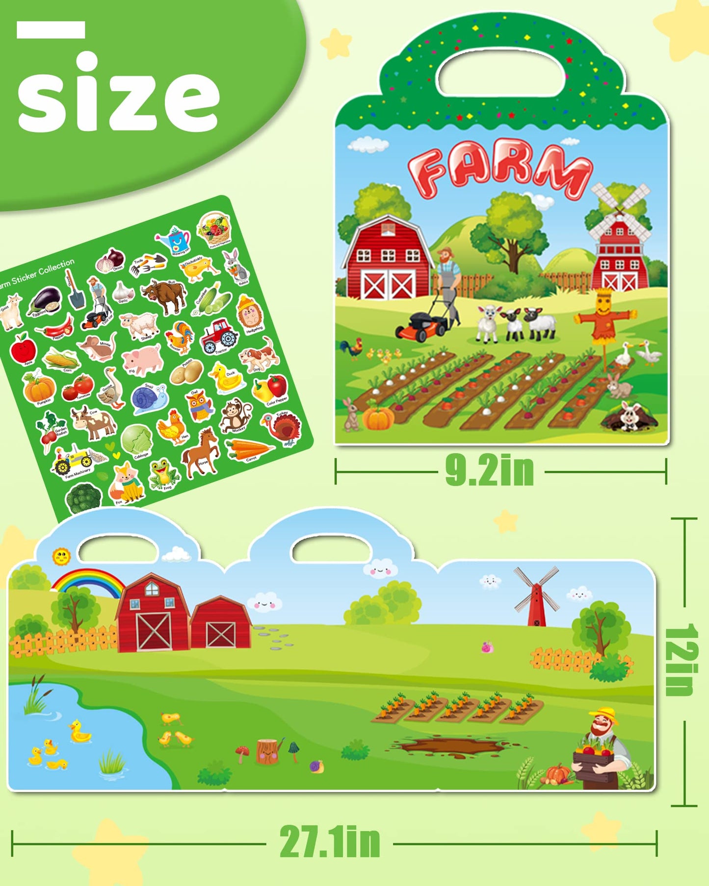 Benresive Reusable Farm Sticker Book for Toddlers – 43 Waterproof Stickers (Ages 3+)
