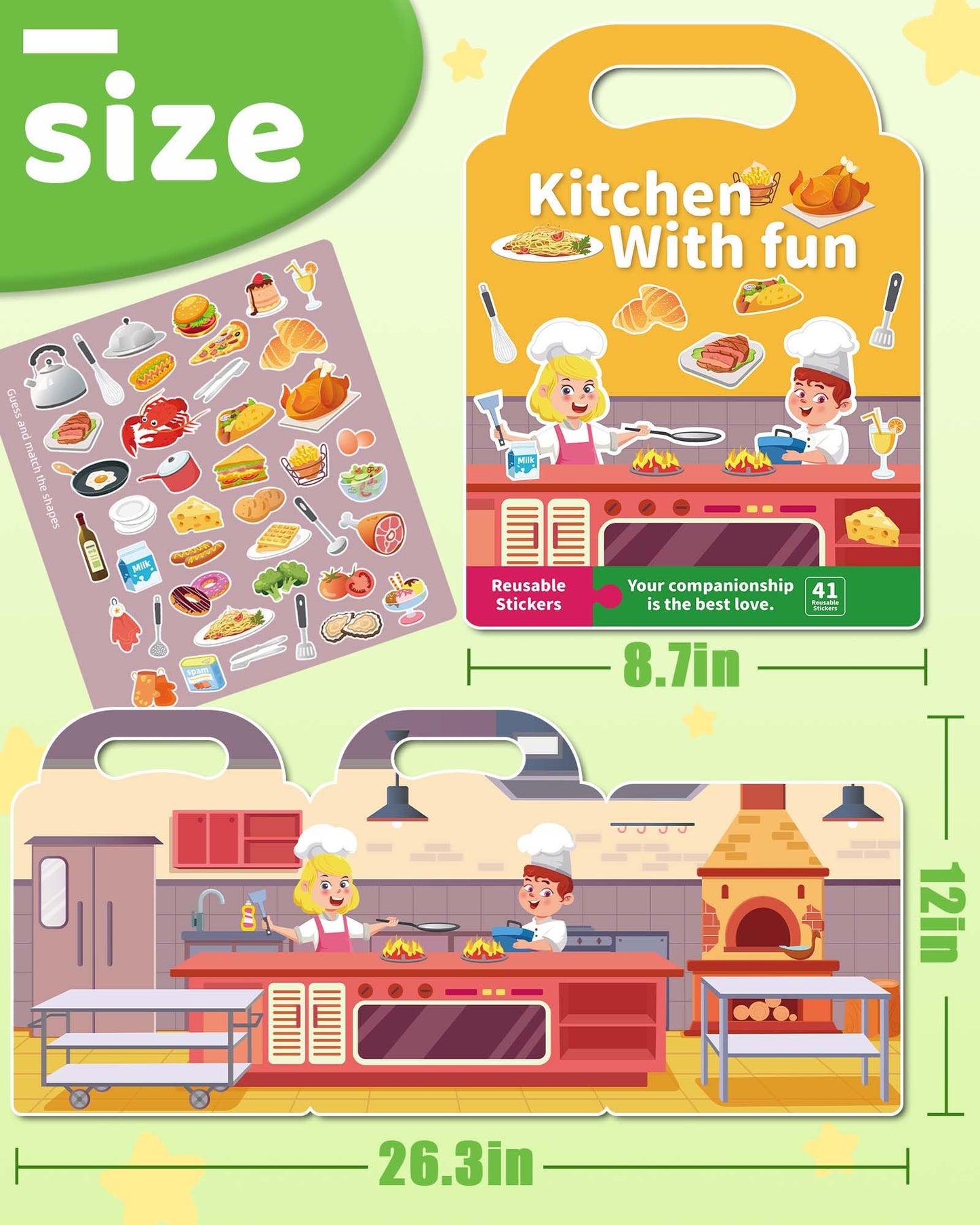 Benresive Reusable Sticker Books for Toddlers | Travel Stickers & Kitchen Theme (3+)