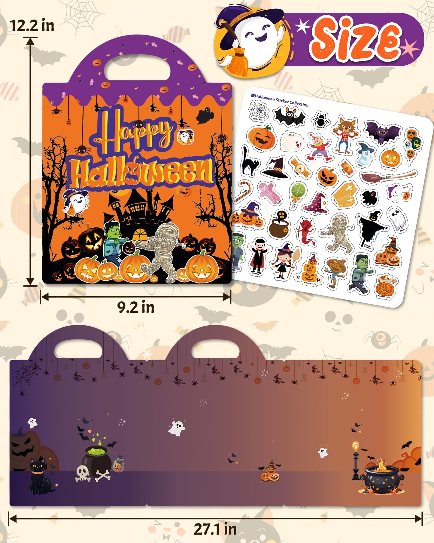 Benresive Reusable Sticker Book for Toddlers – Halloween 36‑Piece PVC Set, Portable