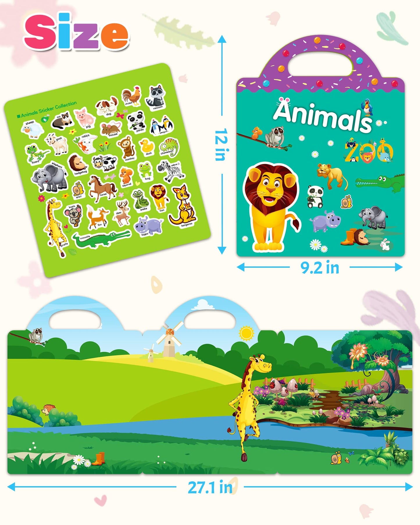 Benresive Reusable Sticker Book for Toddlers – Animals Zoo Travel Stickers for Kids, Screen-Free Activity