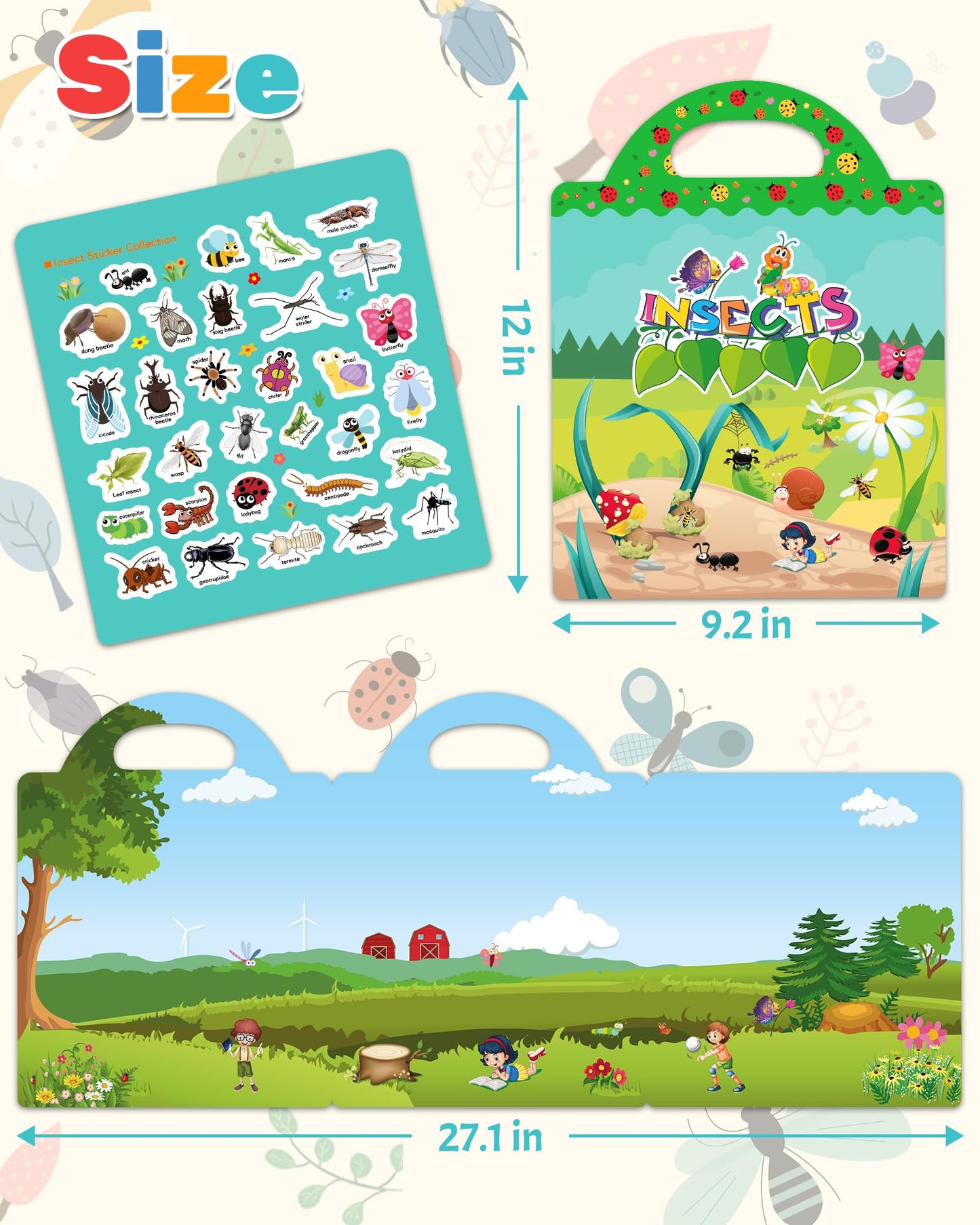 Benresive Reusable Insect Sticker Book for Toddlers – Portable, Screen-Free Craft Kit