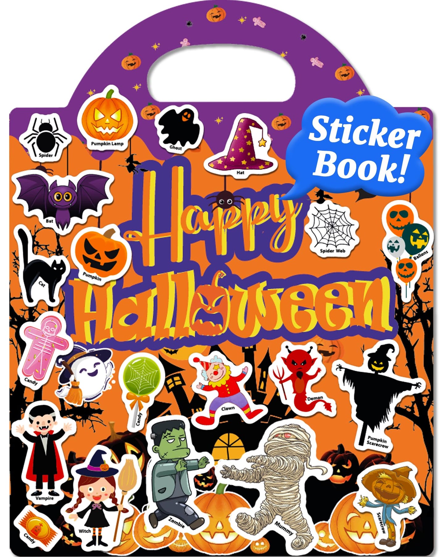 Benresive Reusable Sticker Book for Toddlers – Halloween 36‑Piece PVC Set, Portable