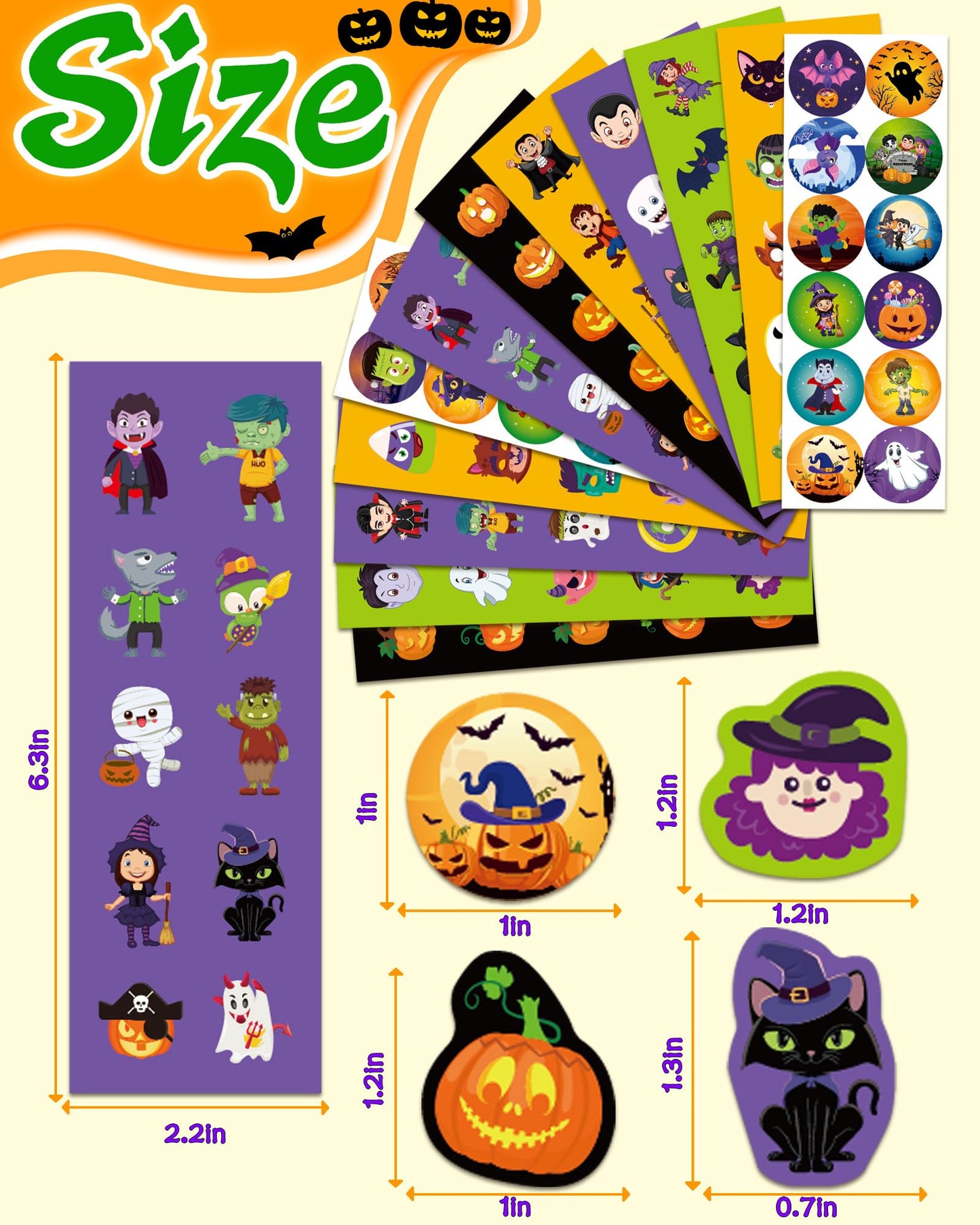 Benresive 1240 Pcs Halloween Stickers for Kids Classroom — Water Bottle Stickers & Party Favors Bulk