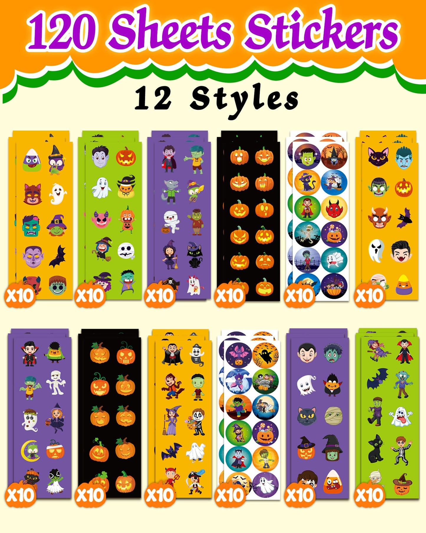 Benresive 1240 Pcs Halloween Stickers for Kids Classroom — Water Bottle Stickers & Party Favors Bulk