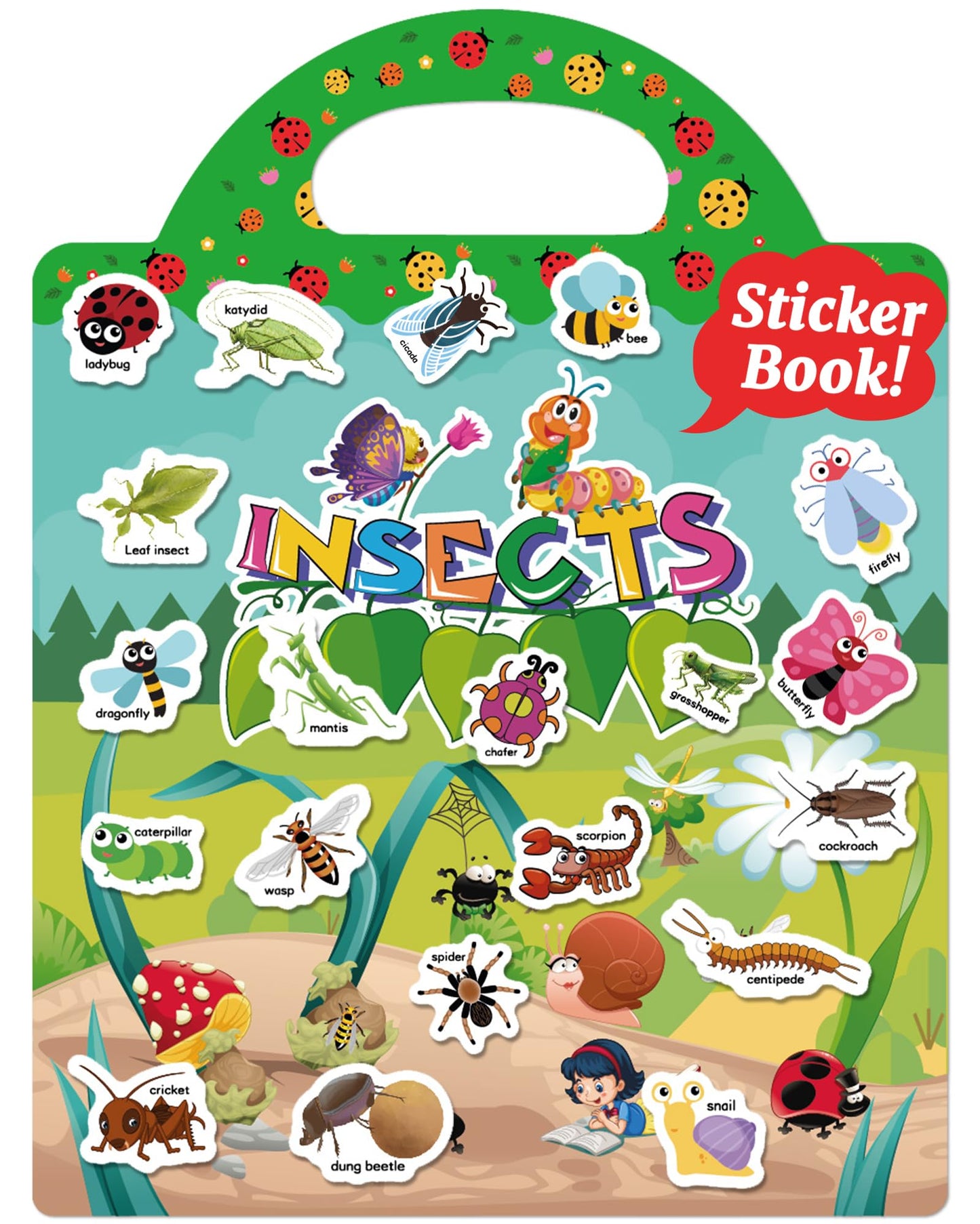 Benresive Reusable Insect Sticker Book for Toddlers – Portable, Screen-Free Craft Kit