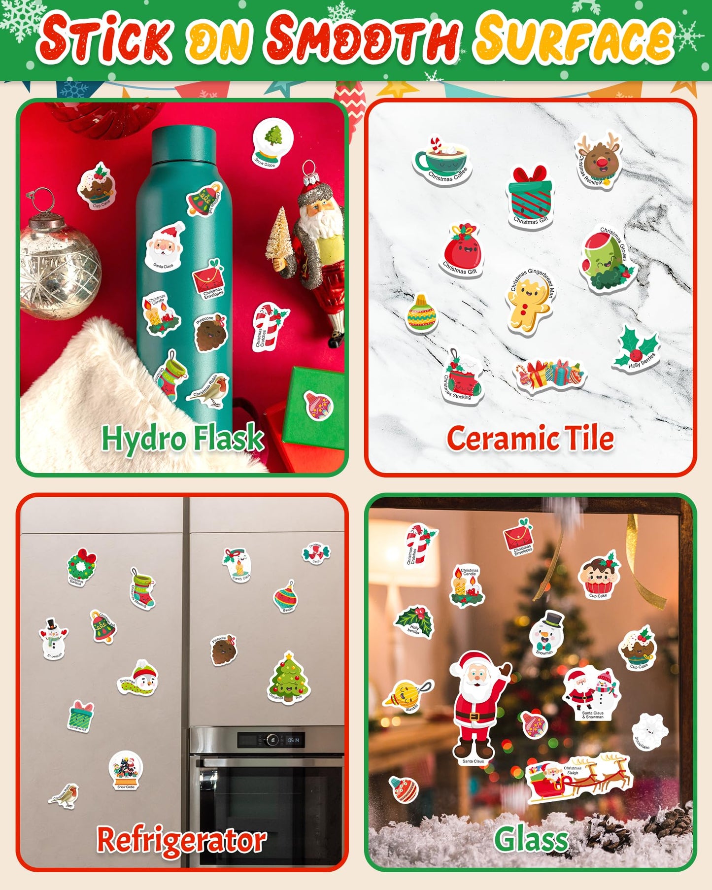 Benresive Reusable Sticker Book for Toddlers – Christmas Stickers, Portable Travel Activity