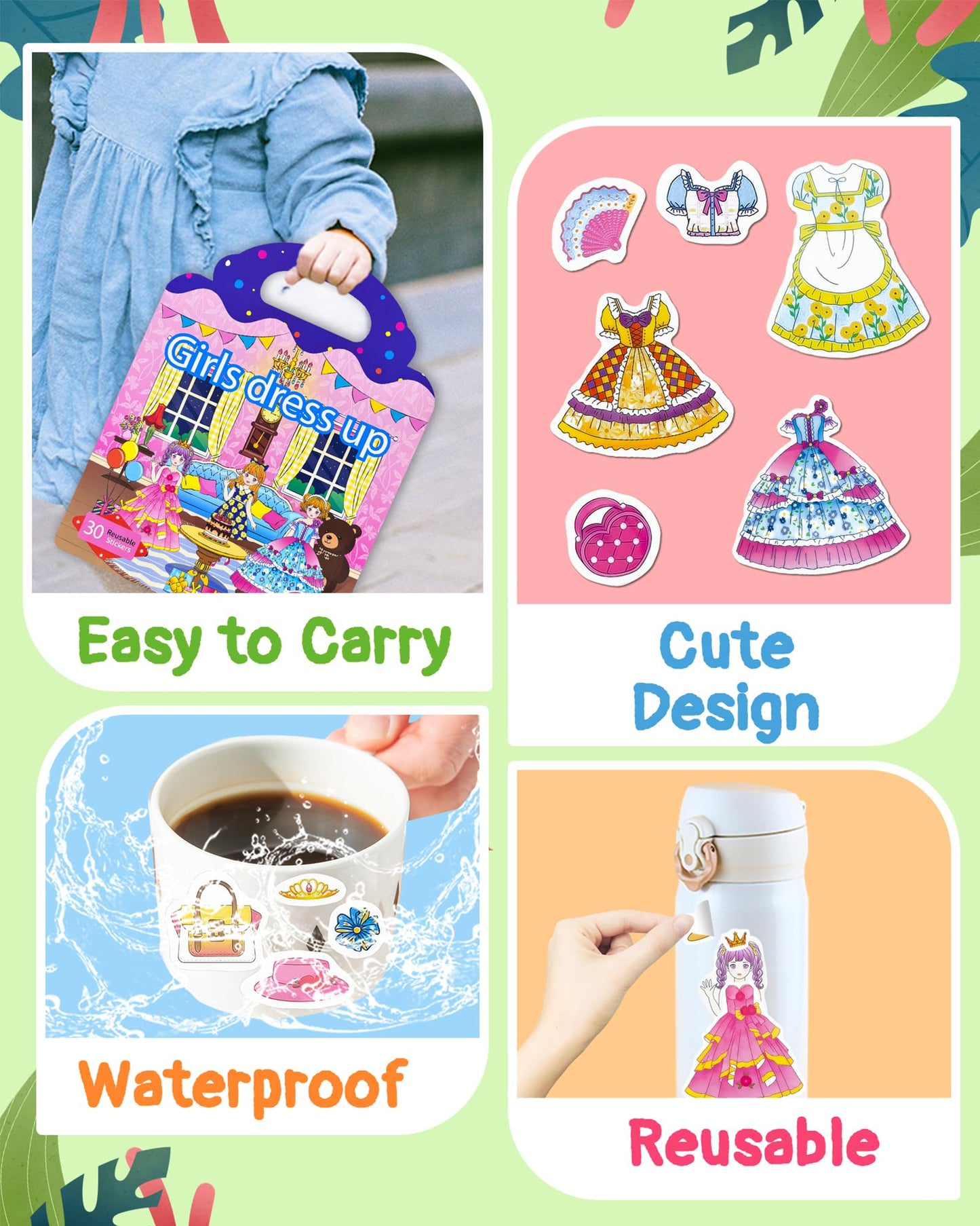 Benresive Reusable Dress Up Sticker Book for Toddlers | Travel-Friendly Kids Stickers
