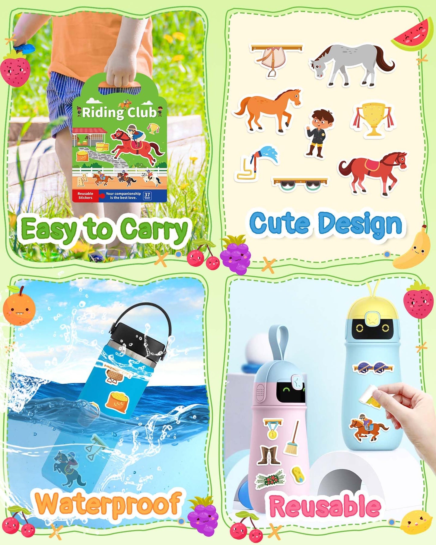 Benresive Reusable Sticker Book for Toddlers – Riding Theme | Travel Activities