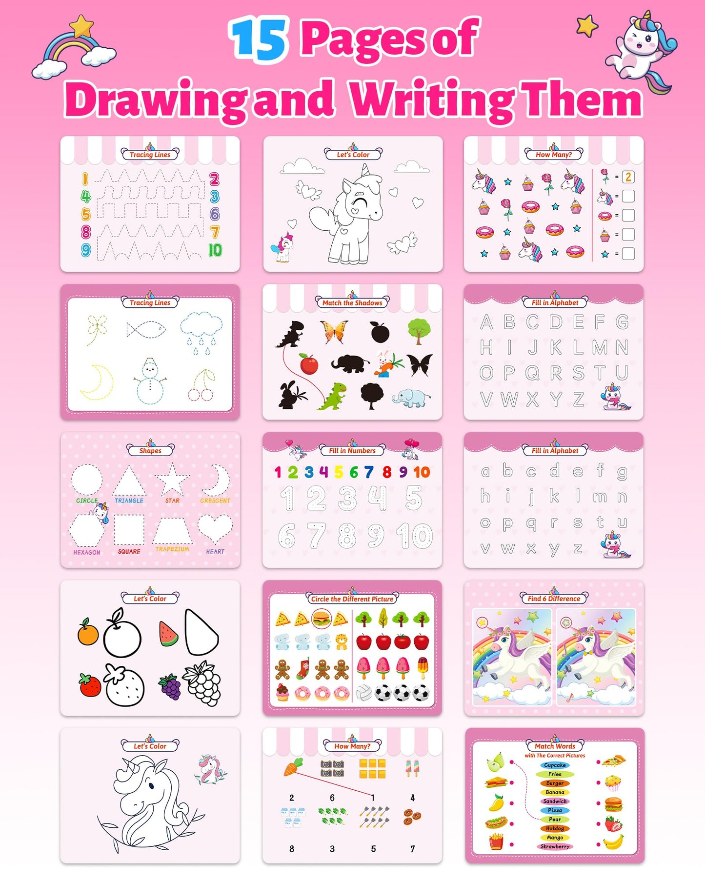 Benresive Montessori Busy Book for Toddlers 3-5 | 15 Themes, Travel-Friendly 8x12 Inch, Educational Toy Gift