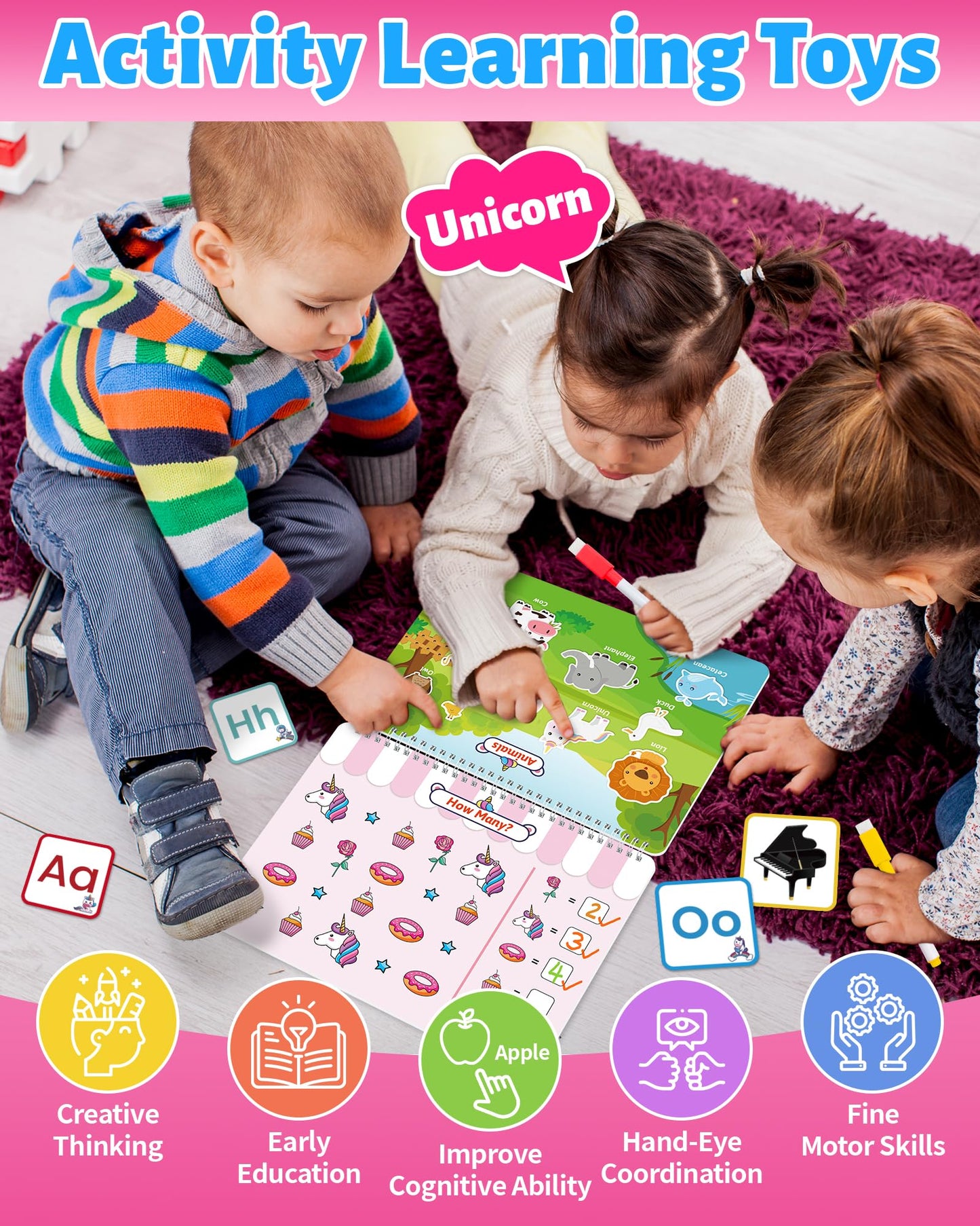 Benresive Montessori Busy Book for Toddlers 3-5 | 15 Themes, Travel-Friendly 8x12 Inch, Educational Toy Gift
