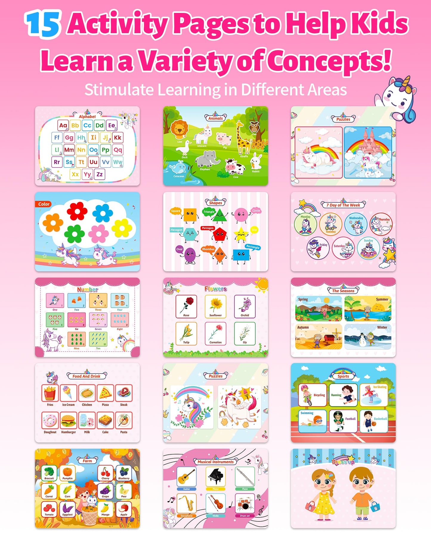 Benresive Montessori Busy Book for Toddlers 3-5 | 15 Themes, Travel-Friendly 8x12 Inch, Educational Toy Gift