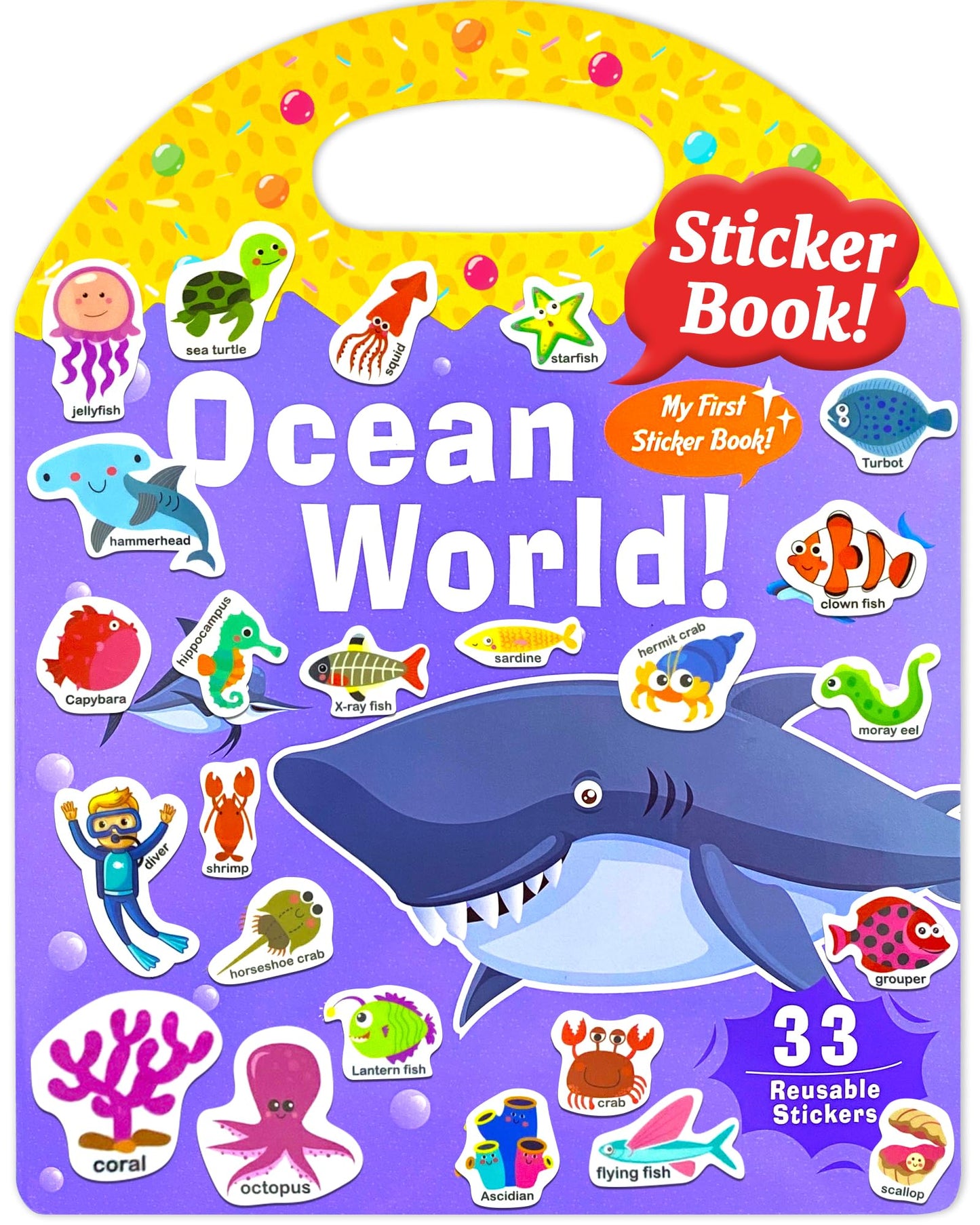 Benresive Ocean World Reusable Sticker Book for Toddlers – Portable 33-Piece Ocean Animals Sticker Set
