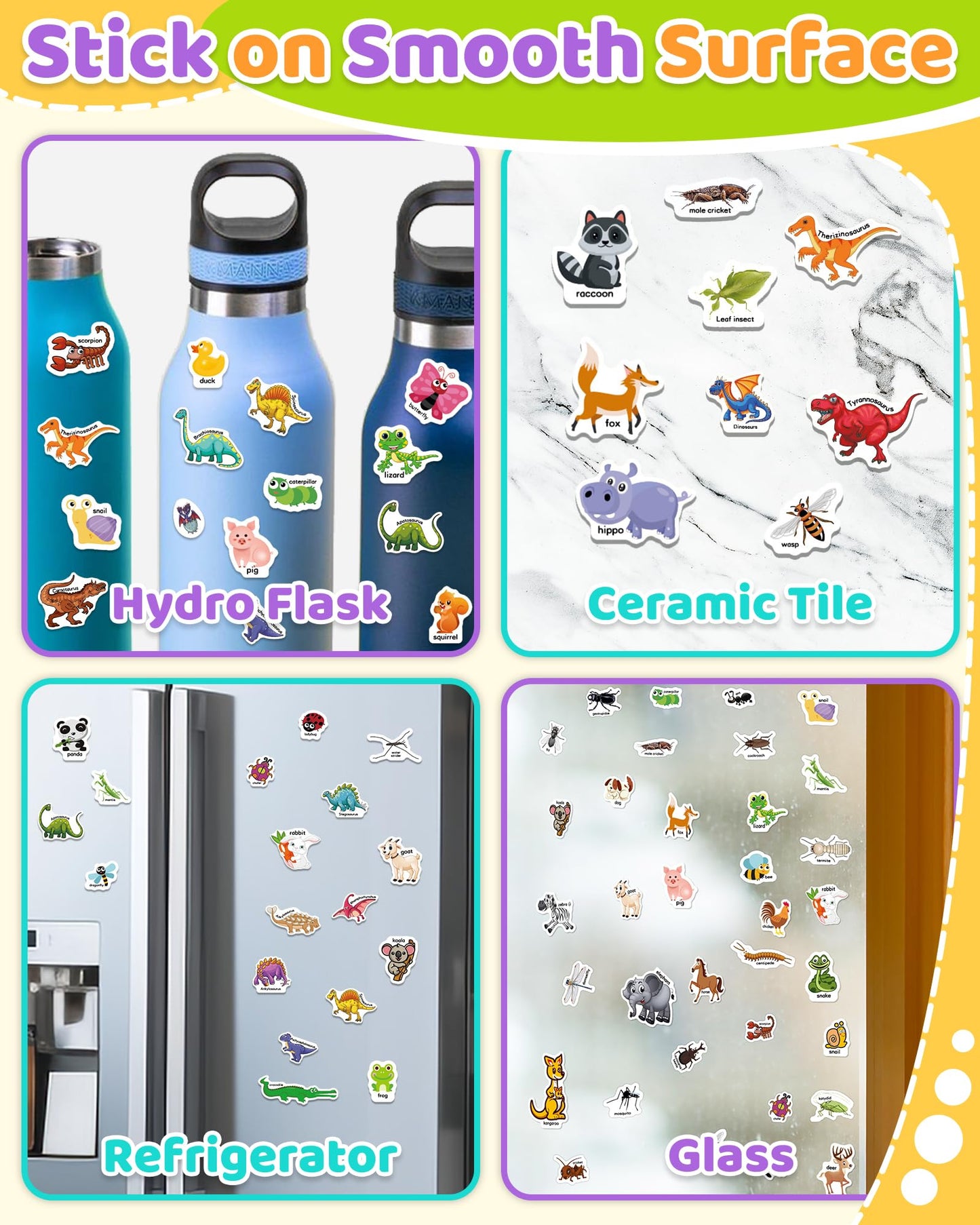 Benresive Reusable Sticker Books for Kids — Animals, Dinosaurs & Insects | Toddler Travel Toys (Ages 3+)